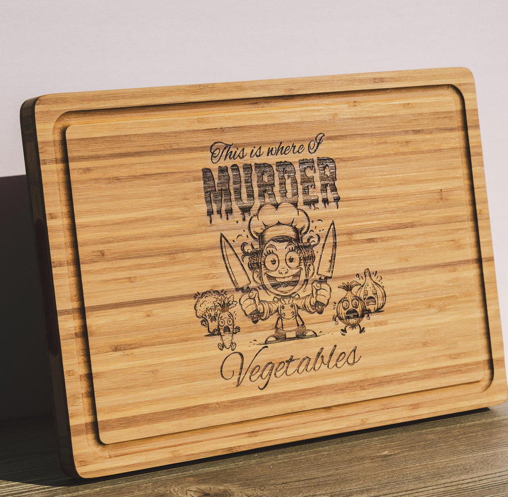 Funny Bamboo Cutting Board – Laser Engraved, Durable Large Serving Board