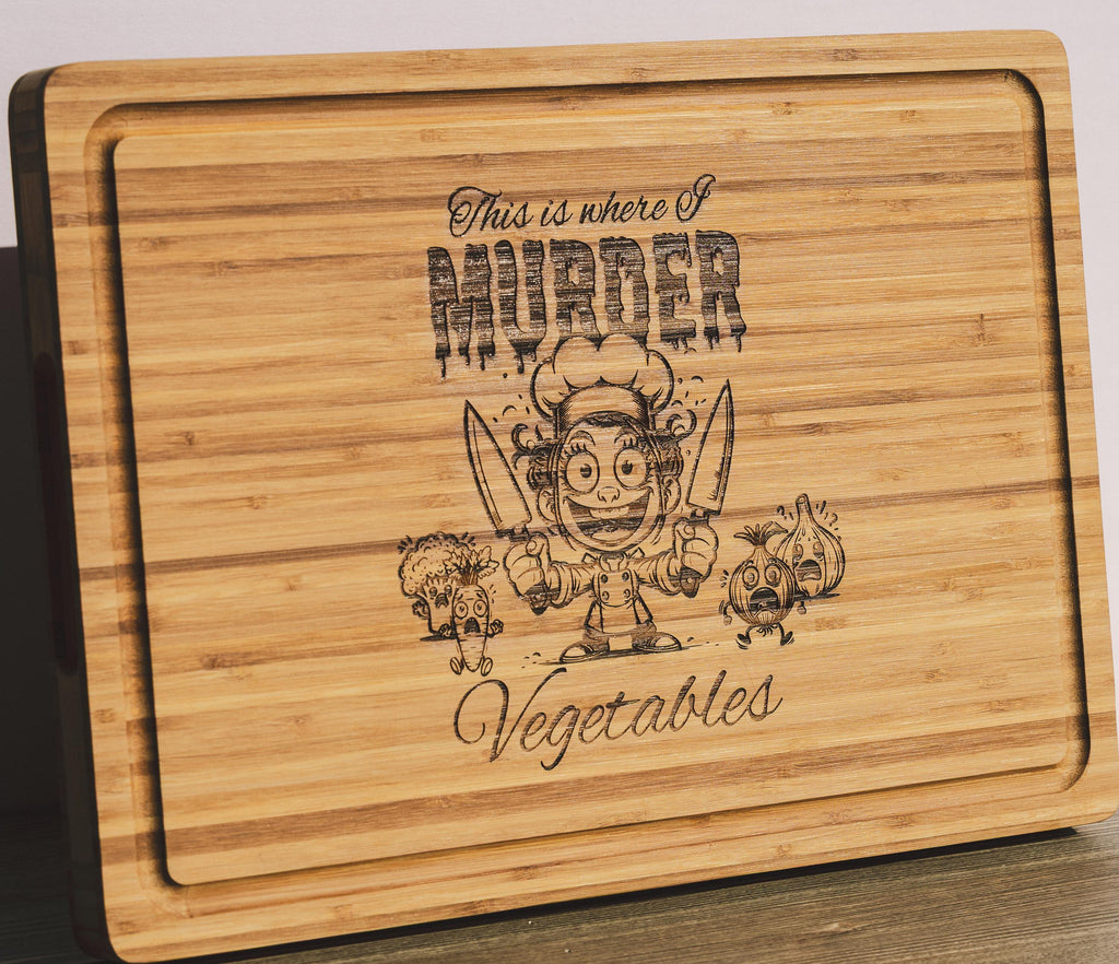 Funny Bamboo Cutting Board – Laser Engraved, Durable Large Serving Board