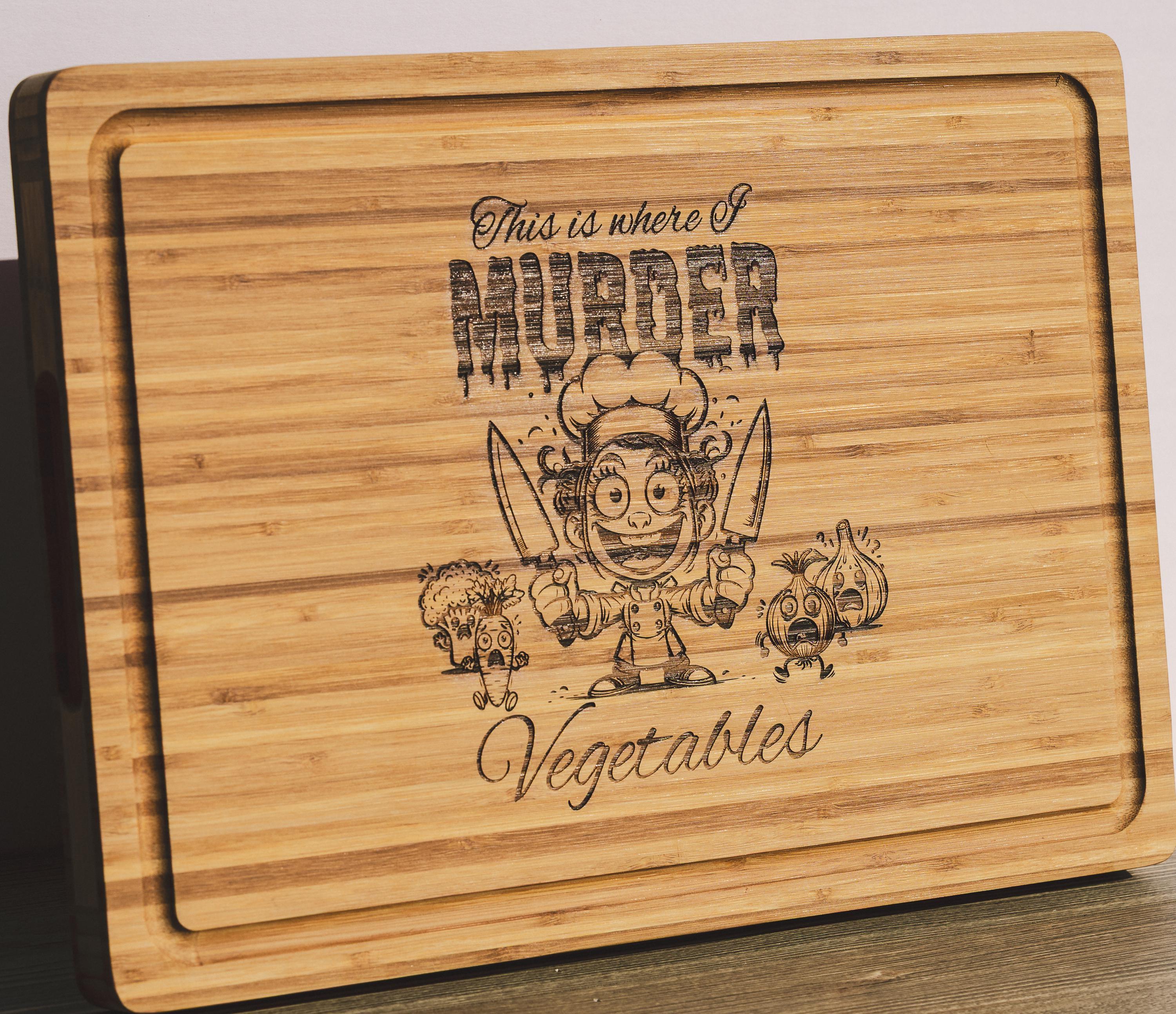 Funny Bamboo Cutting Board – Laser Engraved, Durable Large Serving Board