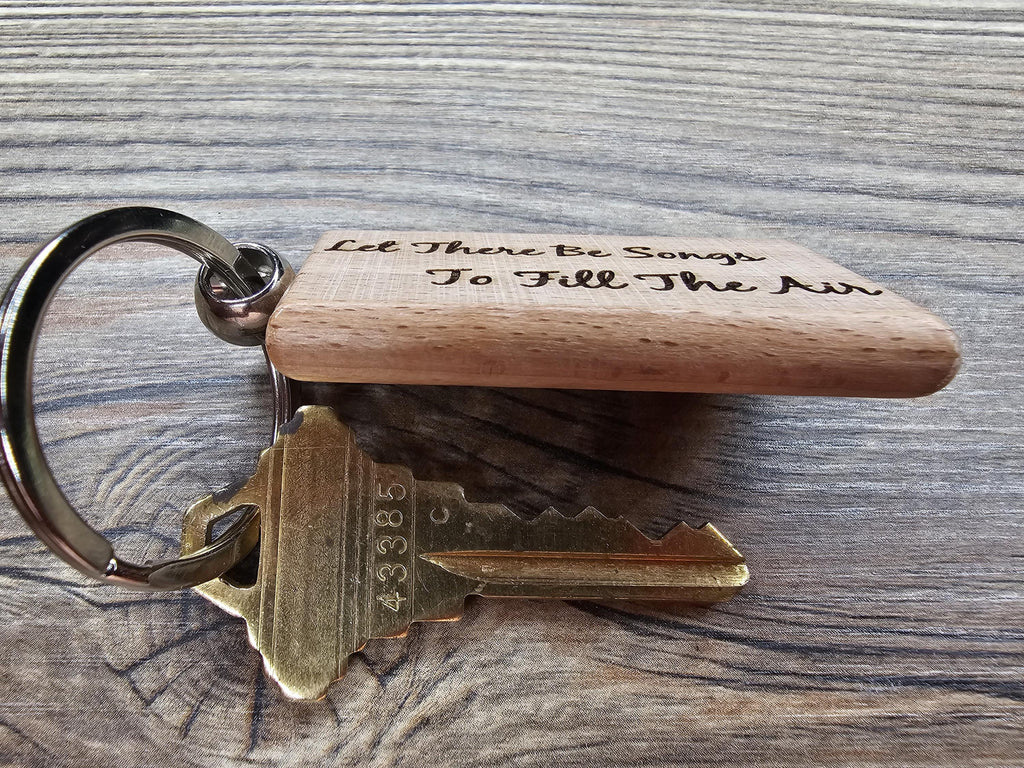 Grateful Dead Keychain - Double Sided Engraved Wooden Keychain With Stainless Steel Ring