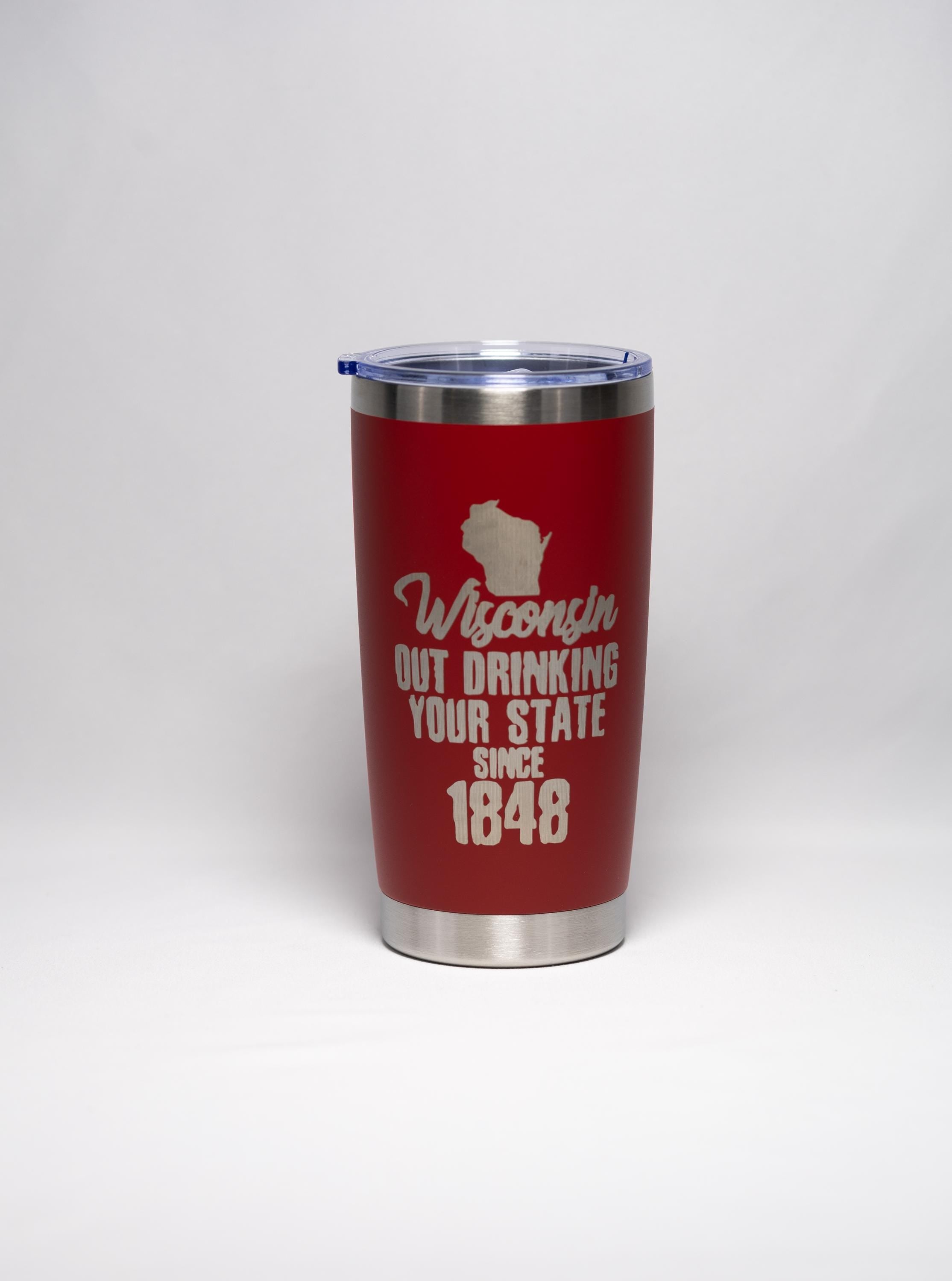 Wisconsin Tumbler | Laser Engraved Drinkware - Powder Coated Stainless Steel Cup
