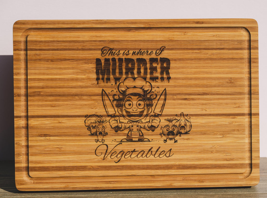 Funny Bamboo Cutting Board – Laser Engraved, Durable Large Serving Board