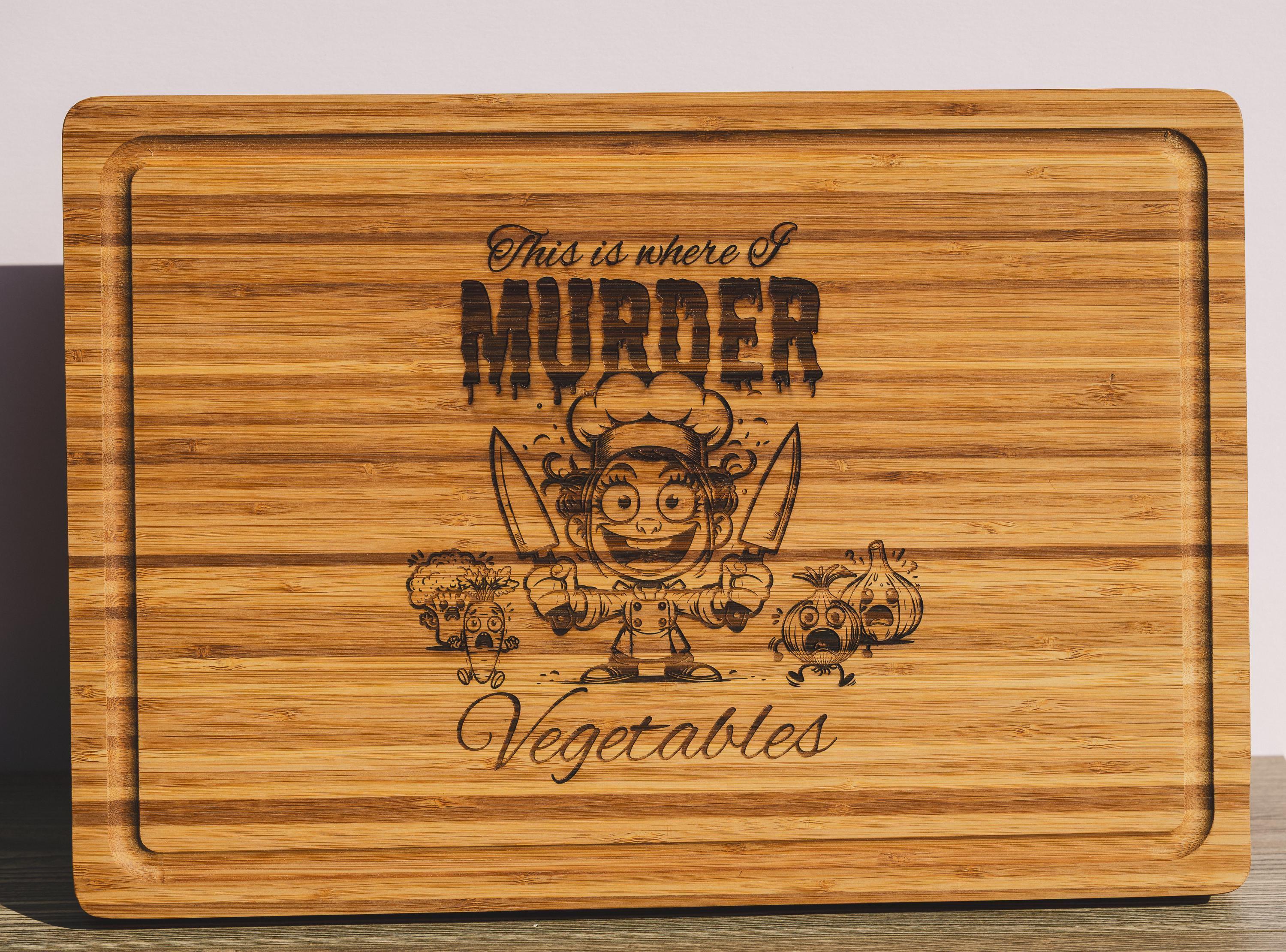 Funny Bamboo Cutting Board – Laser Engraved, Durable Large Serving Board