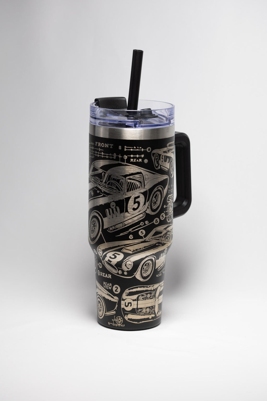 Vintage Race Car Tumbler - 40 oz Stainless Steel, Laser Engraved, Durable Travel Mug