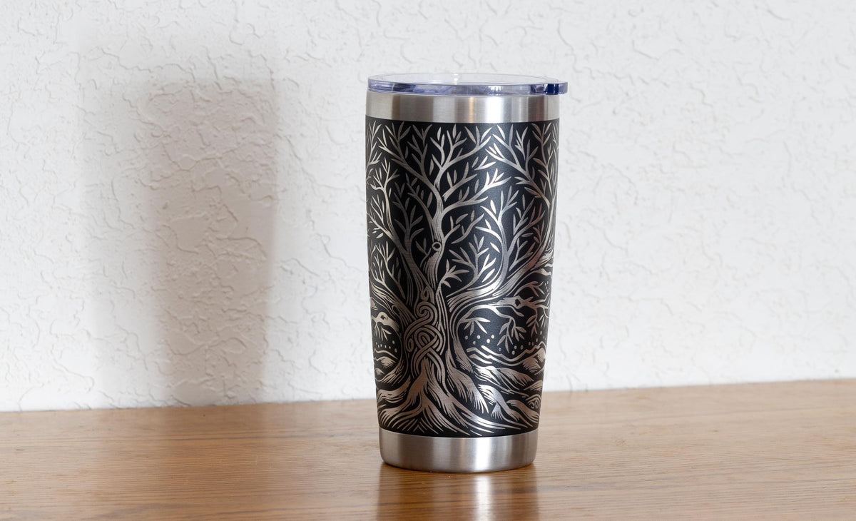 Celtic Tree Tumbler – 20oz Stainless Steel Cup | Vacuum Insulated Mug, Laser Engraved Design