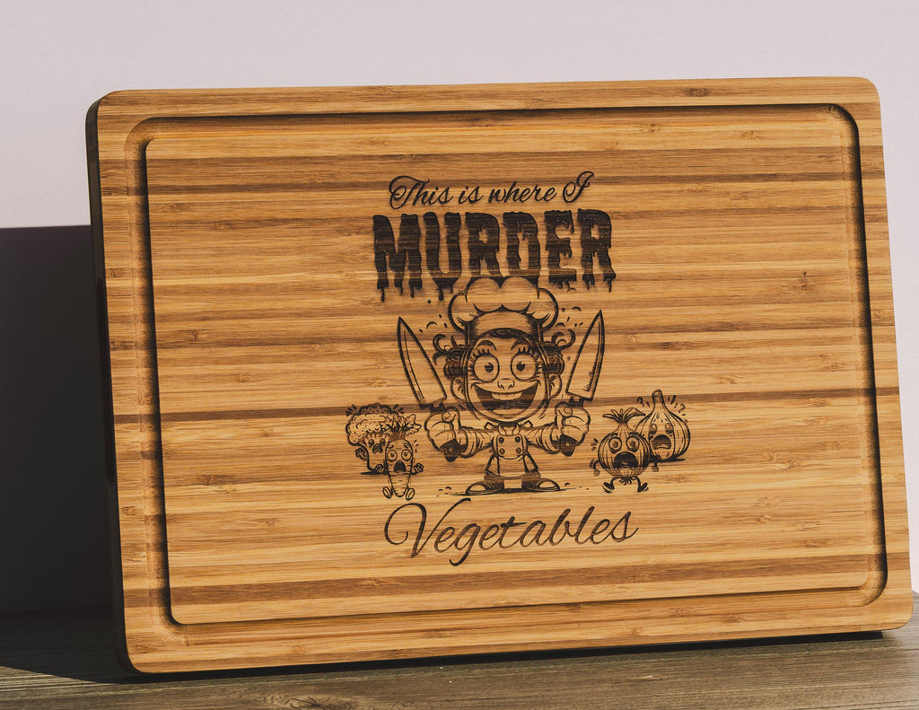 Funny Bamboo Cutting Board – Laser Engraved, Durable Large Serving Board