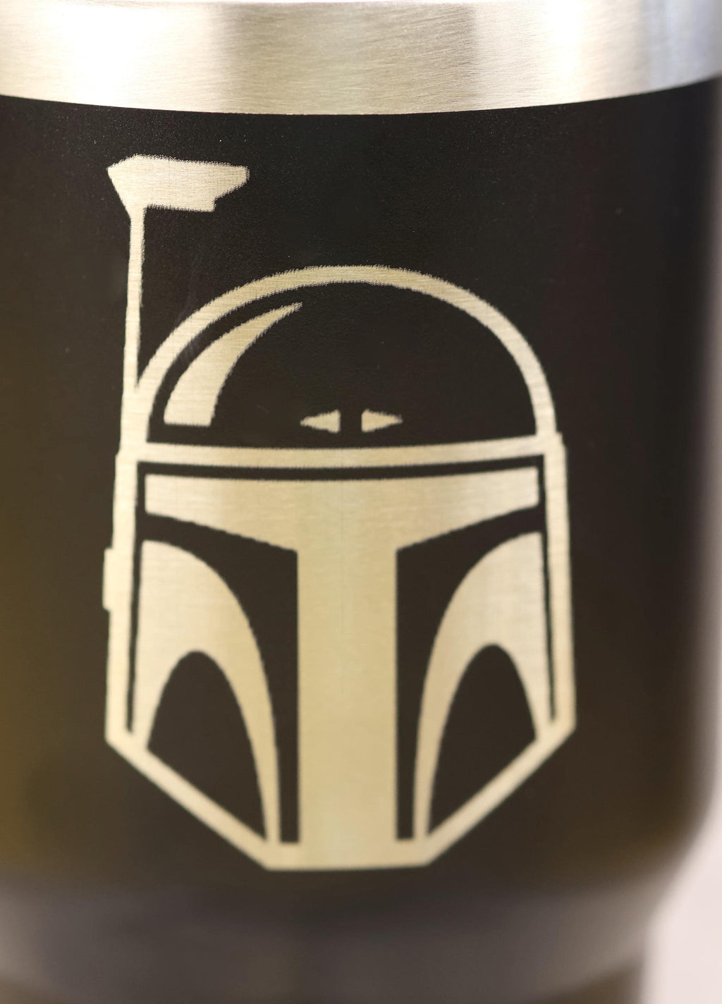 Boba Fett Tumbler – 30oz Stainless Steel Cup | Laser Engraved Helmet, Clear Lid