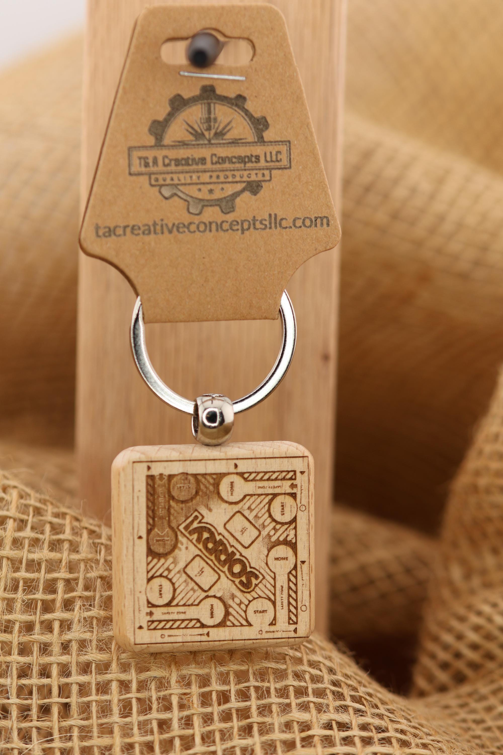 Sorry Board Game Keychain – Laser Engraved Hardwood Charm with Stainless Steel Ring