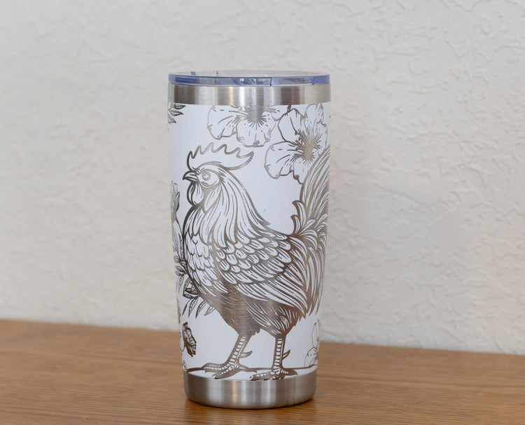 Rooster Tumbler | Stainless Steel Cup | Double Wall Insulated 20 Ounce Tumbler