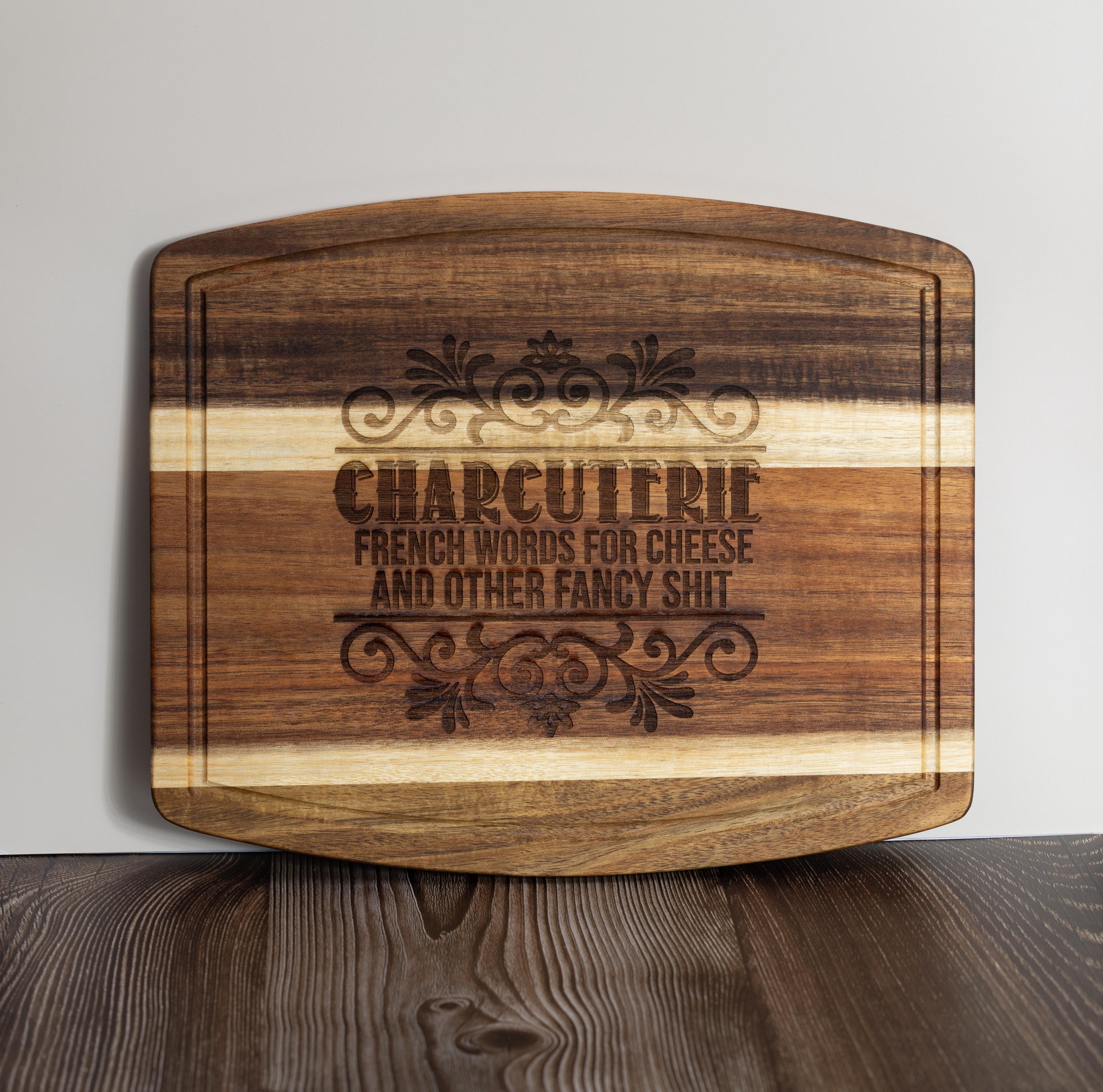 Acacia Wood Charcuterie - Handmade Engraved Snack Board 10x12 Inches