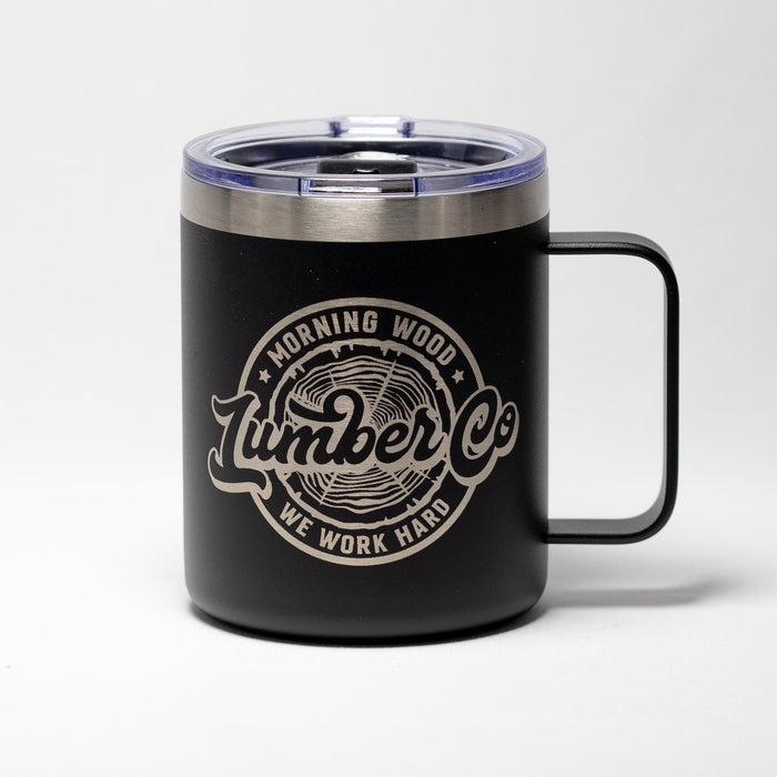 Morning Wood Mug - Laser Engraved Stainless Steel Cup | Durable Powder Coated Coffee Mug