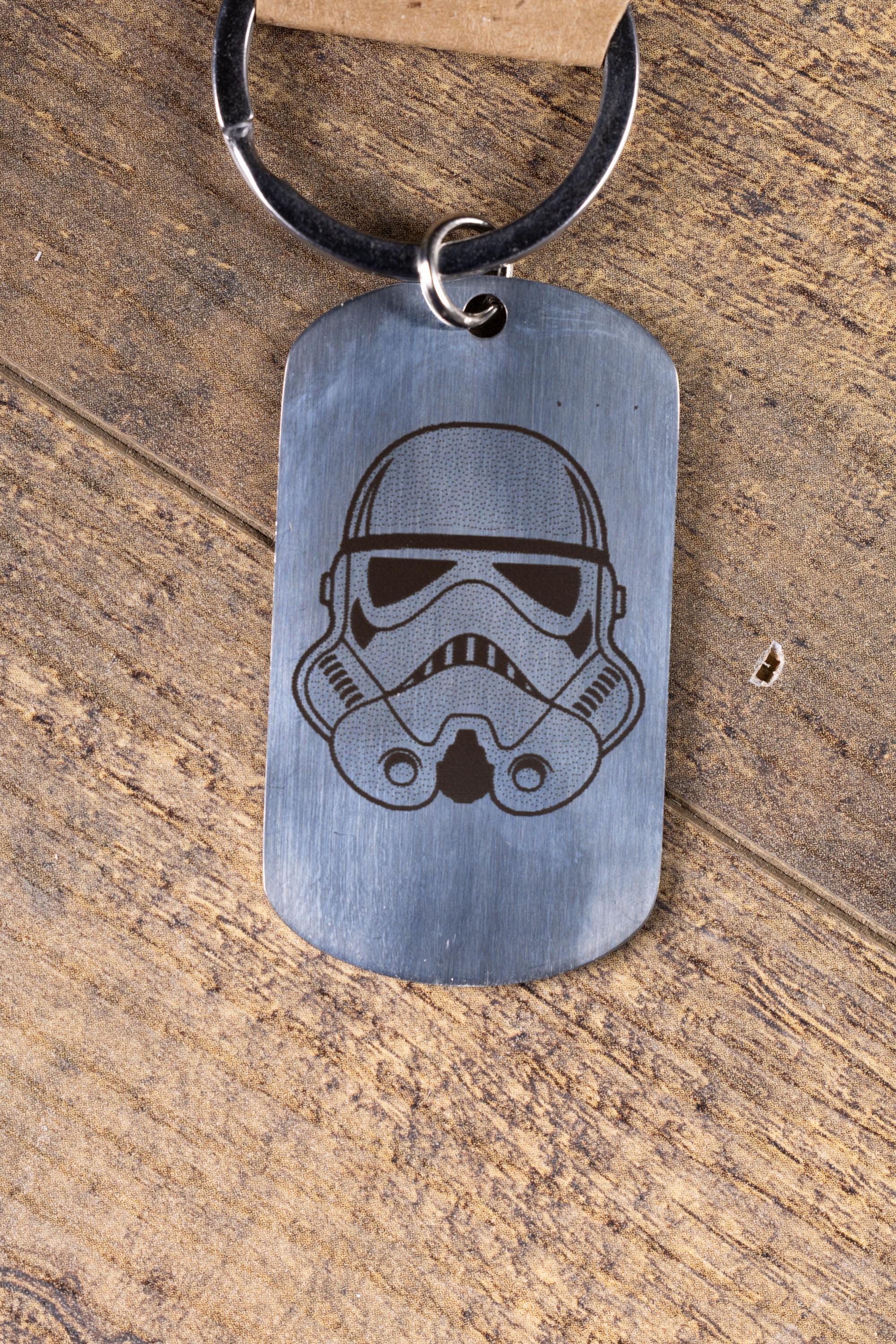 Stormtrooper Keychain – Polished Stainless Steel Laser Engraved Durable Metal Charm