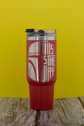 Mandalorian Stainless Steel Tumbler – 40oz Vacuum, Laser Engraved, Double Wall Insulated