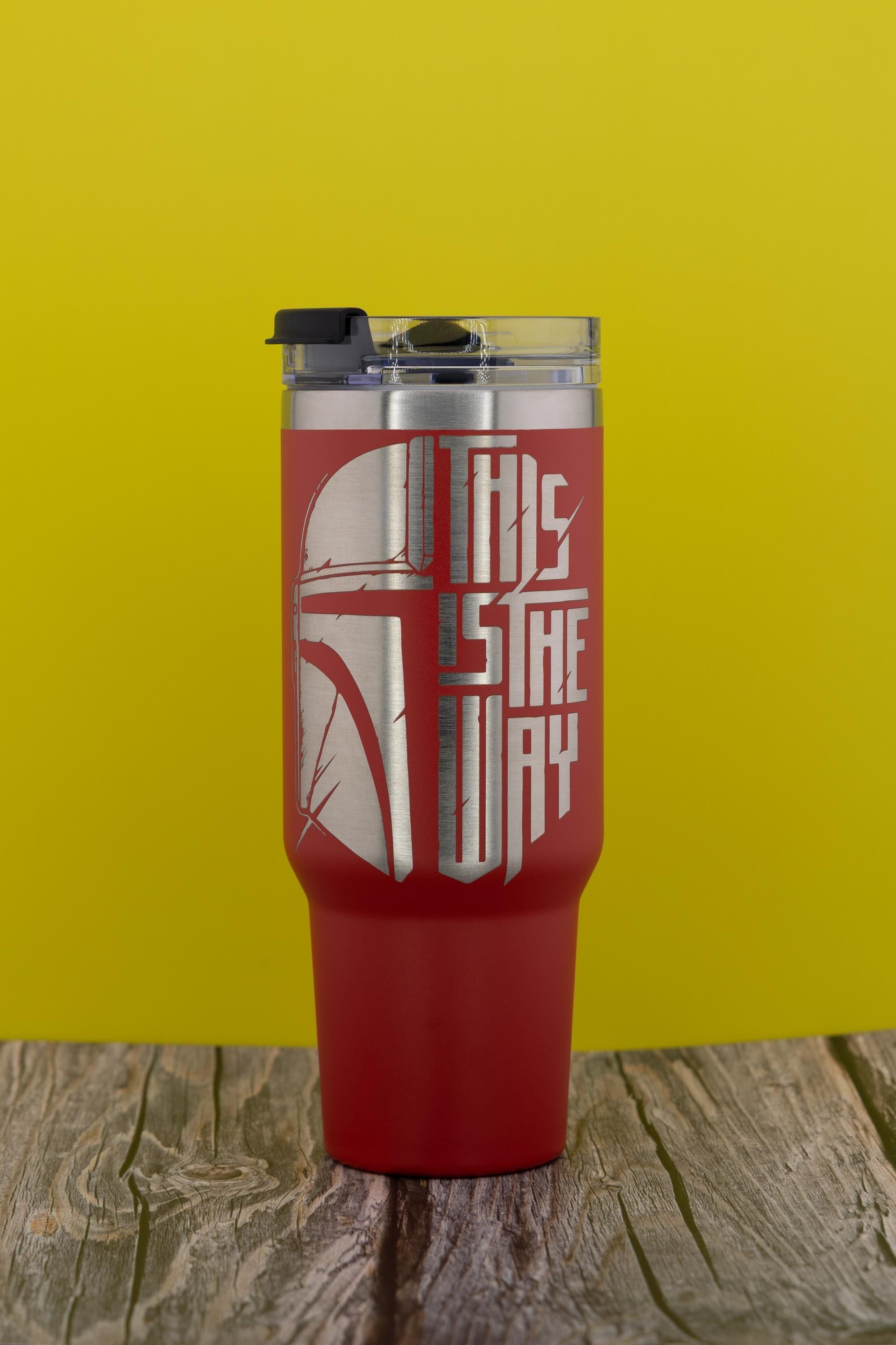 Mandalorian Stainless Steel Tumbler – 40oz Vacuum, Laser Engraved, Double Wall Insulated
