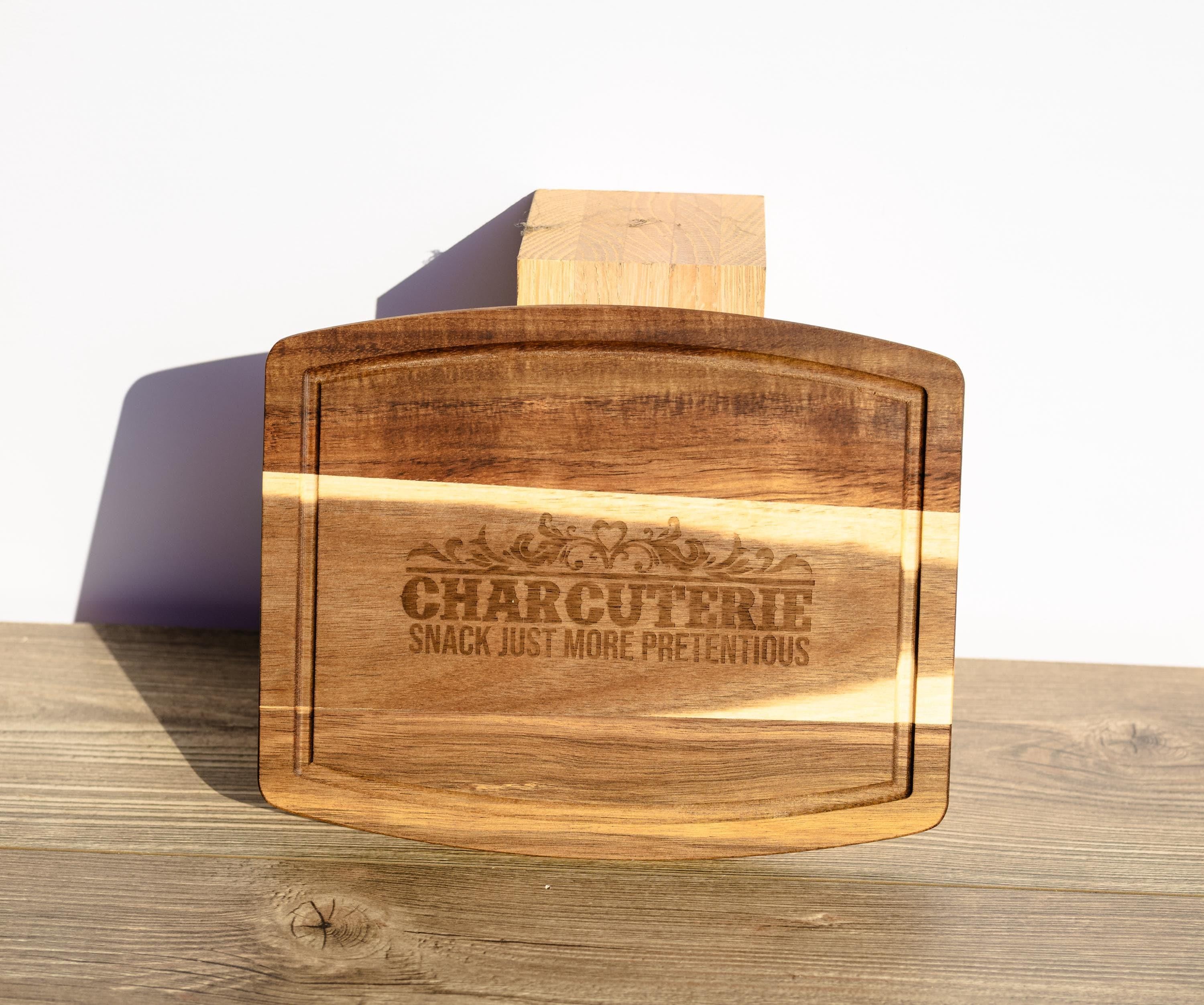 Acacia Charcuterie Board - Rustic Serving Tray With Laser Engraved Design