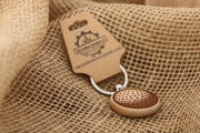 Hardwood Golf Ball Keychain – Laser Engraved Design with Stainless Steel Ring