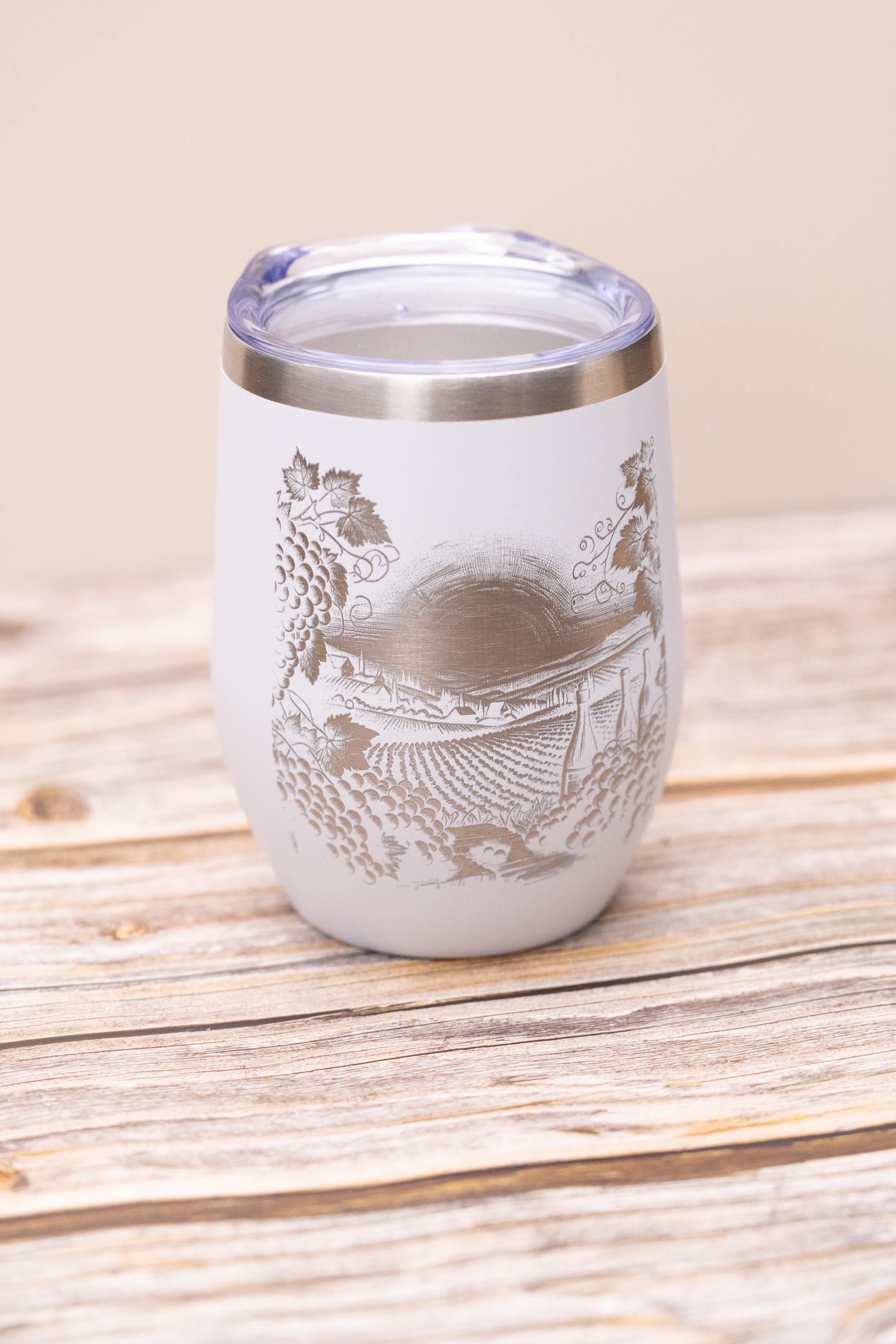 Insulated Wine Tumbler - Stainless Steel 12oz Double Wall Cup With Spill Resistant Lid