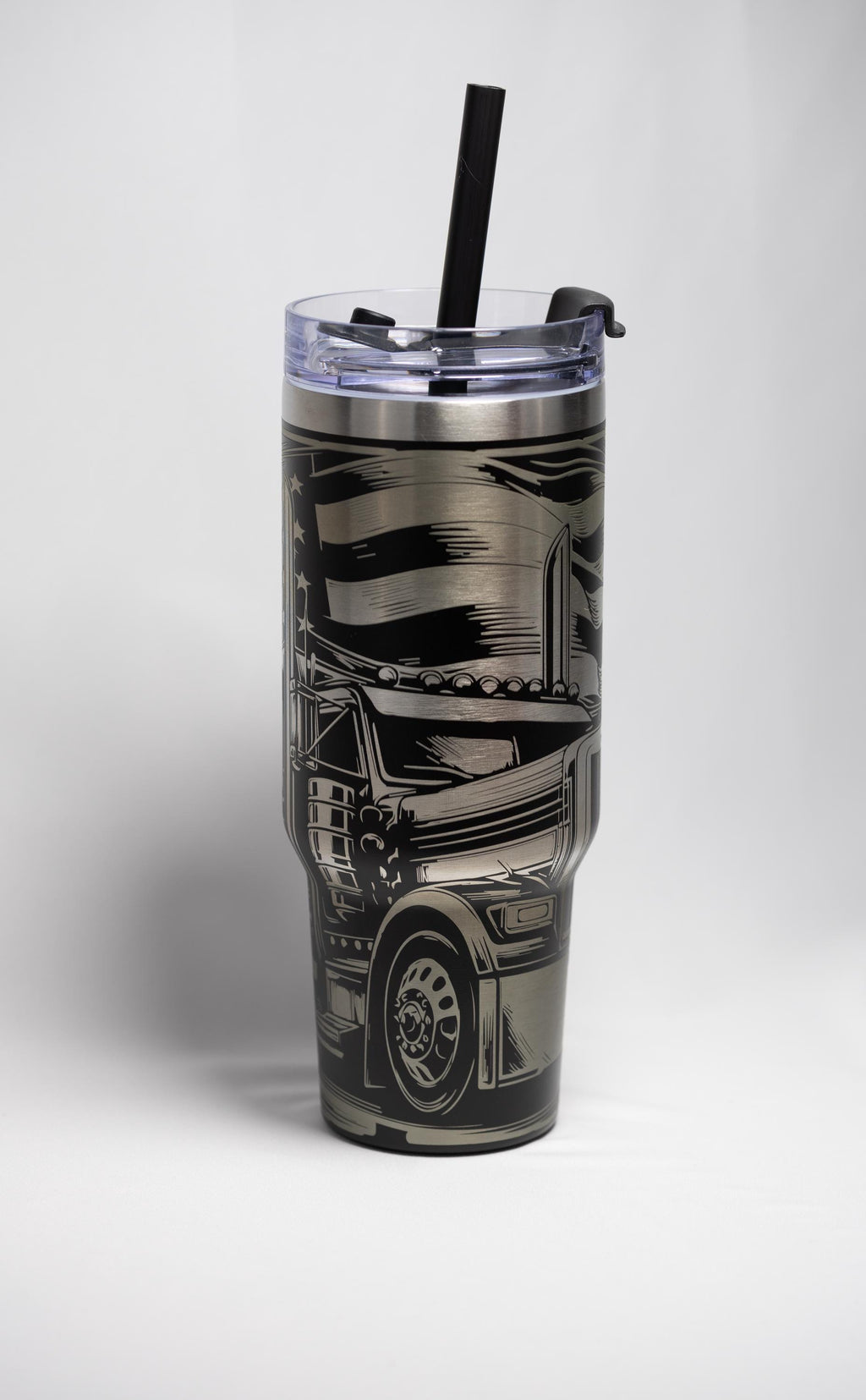 Semi Truck Travel Tumbler - 40oz Stainless Steel | Laser Engraved, Double Wall Insulation