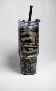 Semi Truck Travel Tumbler - 40oz Stainless Steel | Laser Engraved, Double Wall Insulation