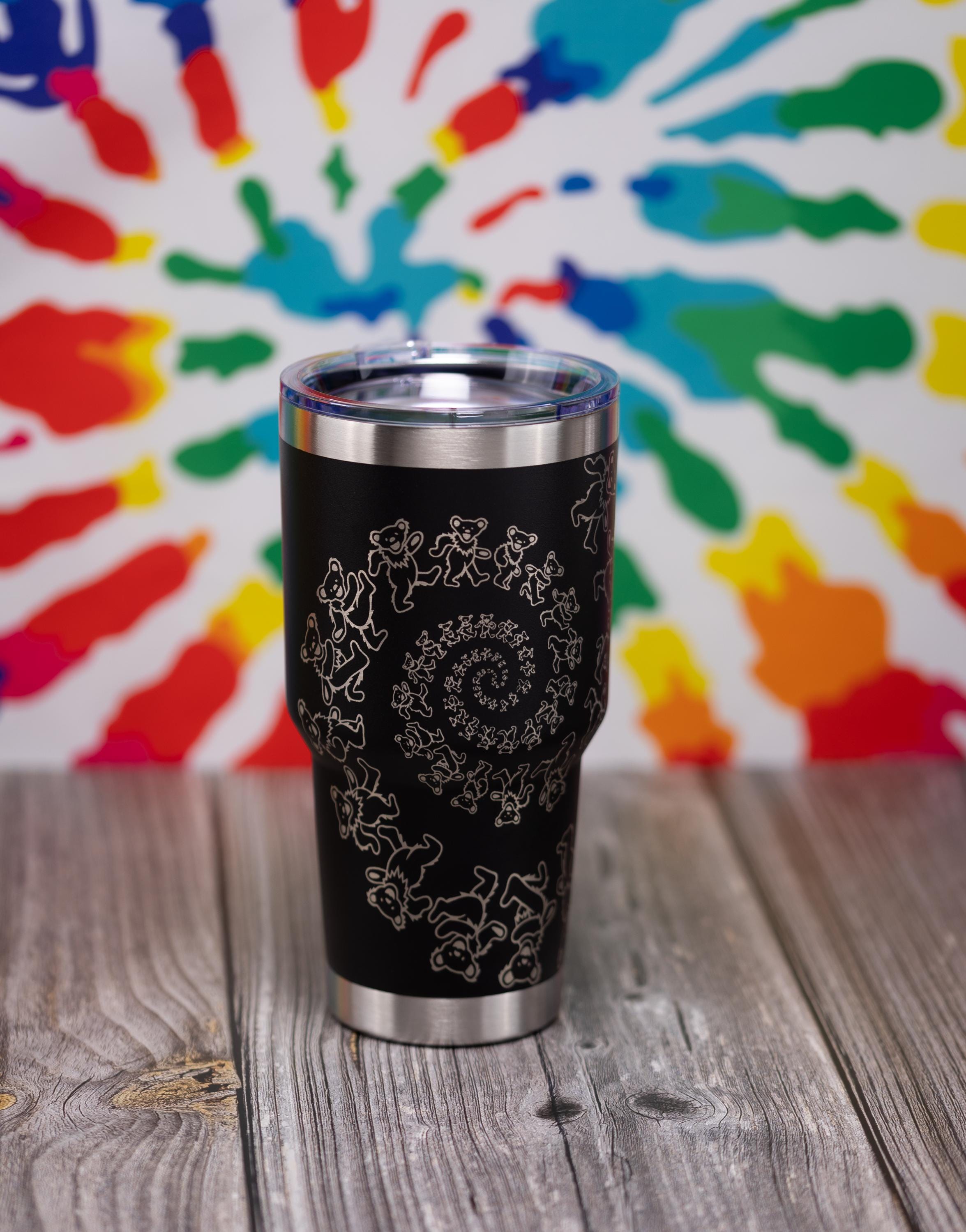 Grateful Dead Tumbler - 30oz Insulated Stainless Steel Cup | Laser Engraved Spiral Bears