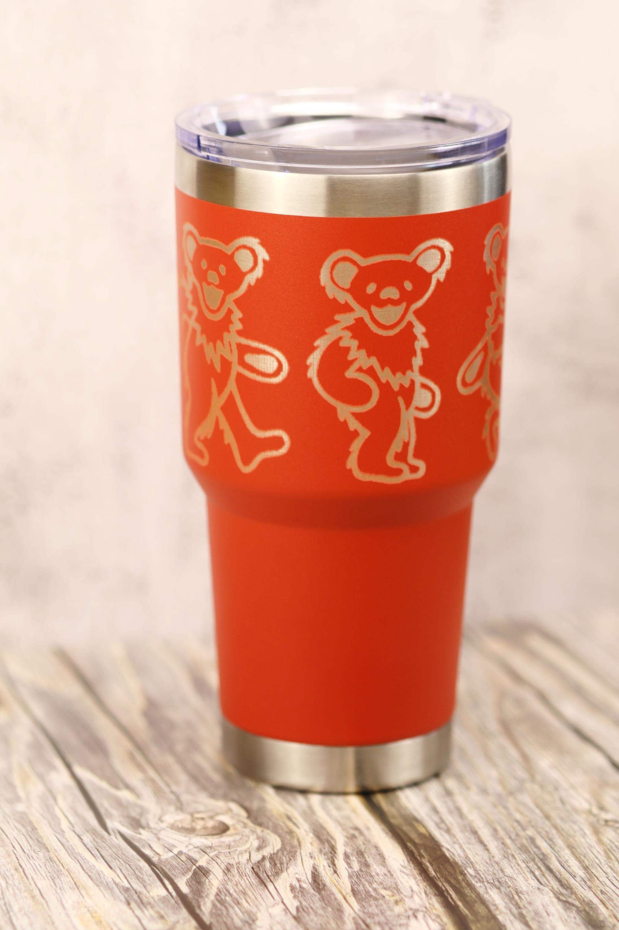 Grateful Dead Tumbler | 30oz Stainless Steel Vacuum Insulated Travel Mug - Laser Engraved Dancing Bears Design