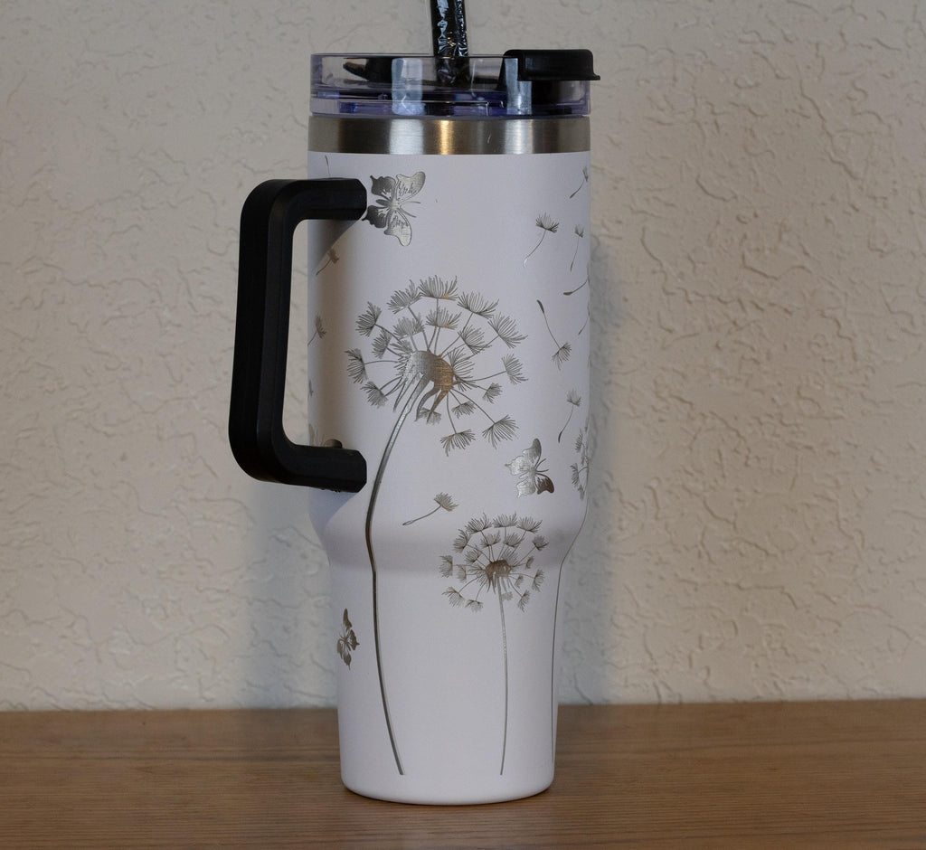 40oz Stainless Steel Tumbler – Large Vacuum Insulated Mug With Straw & Handle Grip