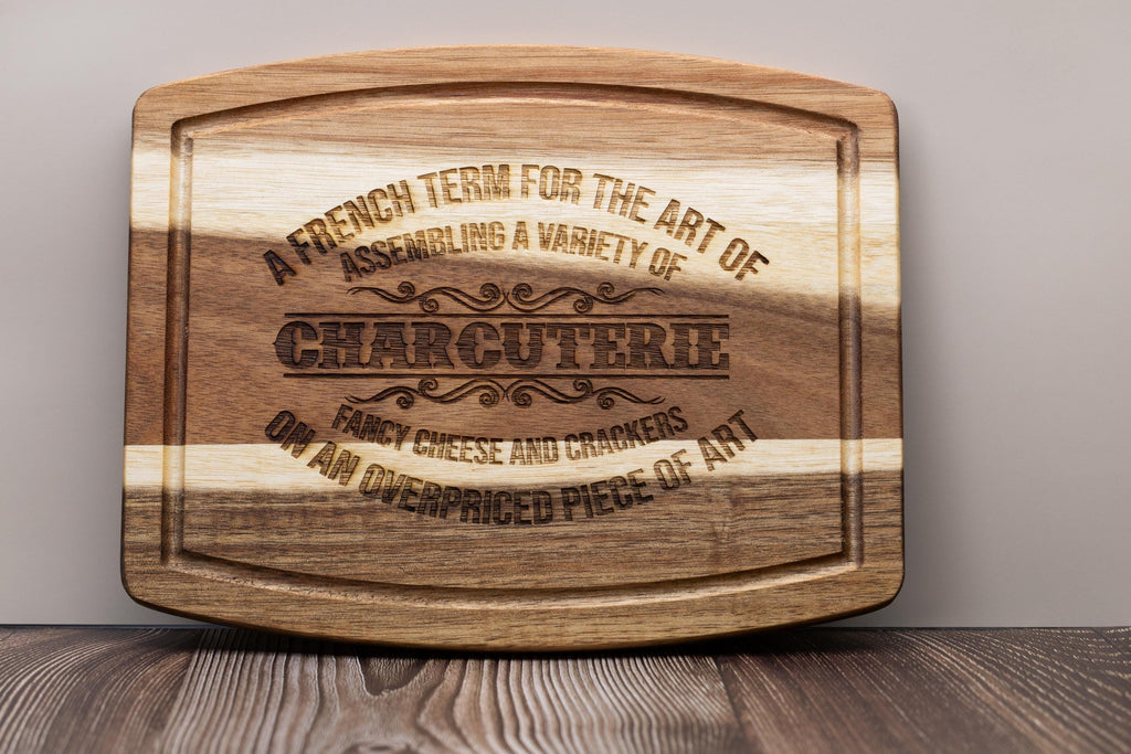 Rustic Acacia Charcuterie | 10 Inch Laser Engraved Wood Board – Unique Hostess Gift