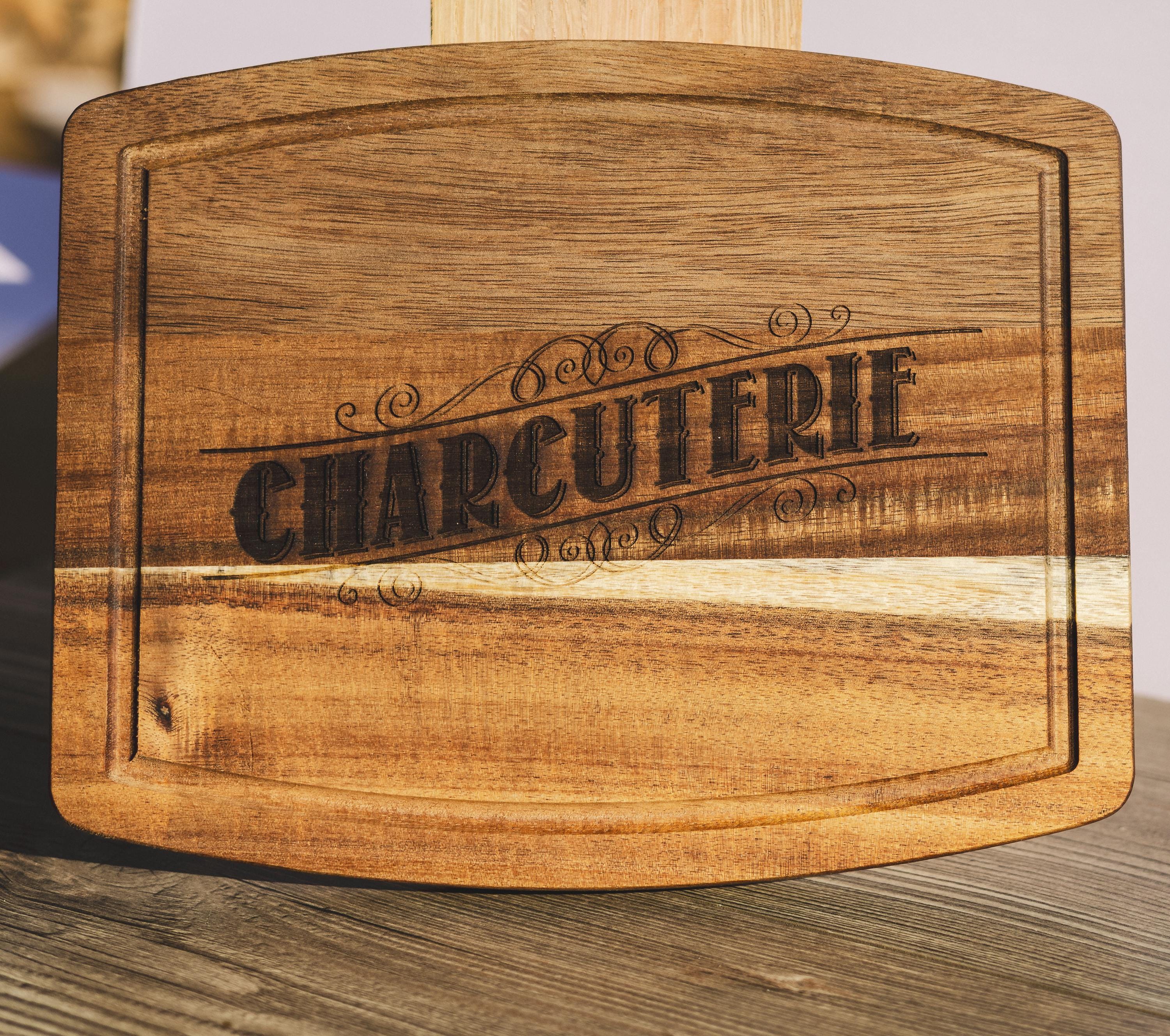 Rustic Acacia Charcuterie Board - Laser Engraved Wooden Serving Tray 8x10