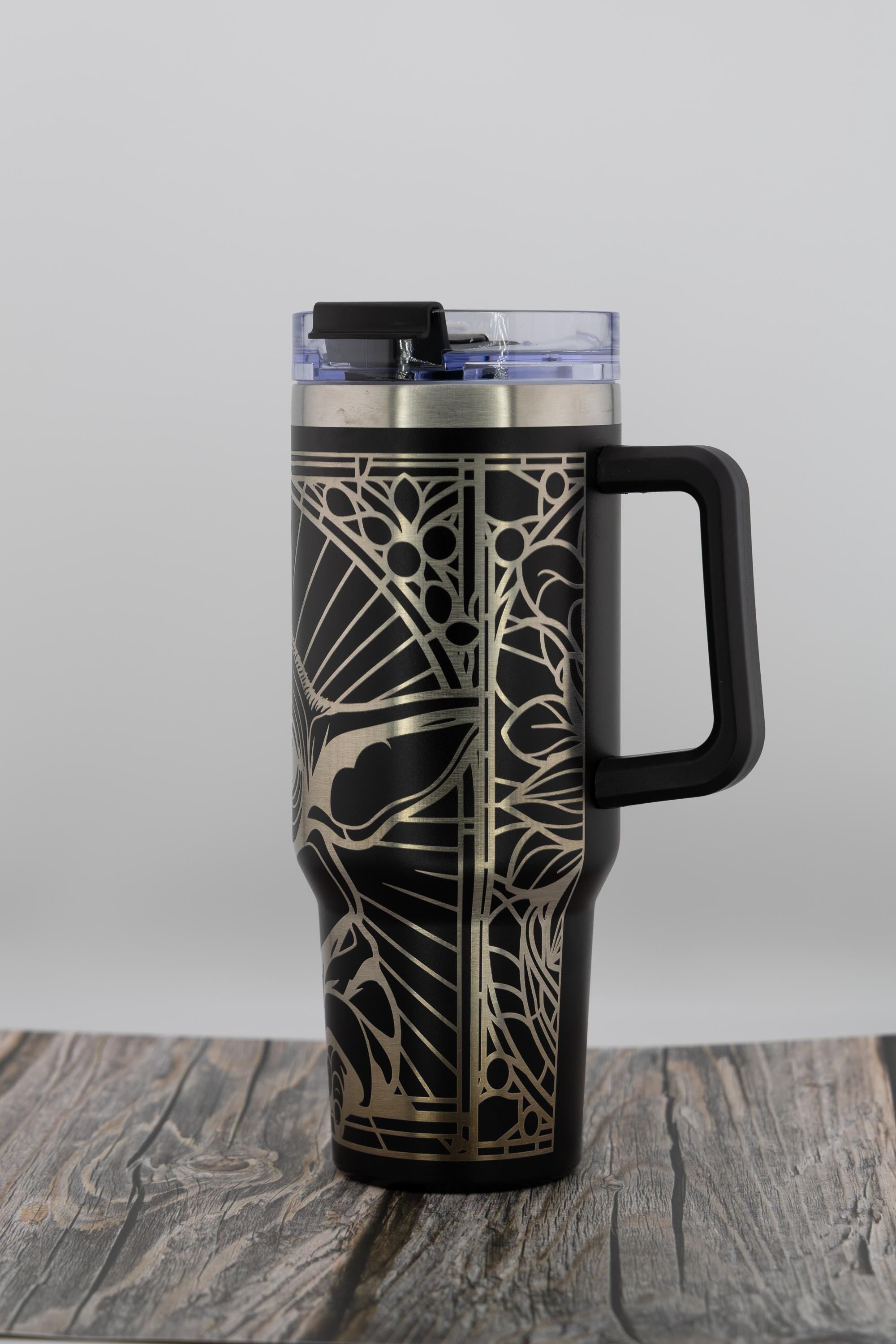 Baby Yoda Tumbler – 40oz Stainless Steel Insulated Cup with Laser Engraved Mosaic Design