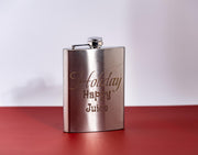 Engraved Silver Flask - 8oz Stainless Steel Holiday Gift Flask | Leak Proof Design