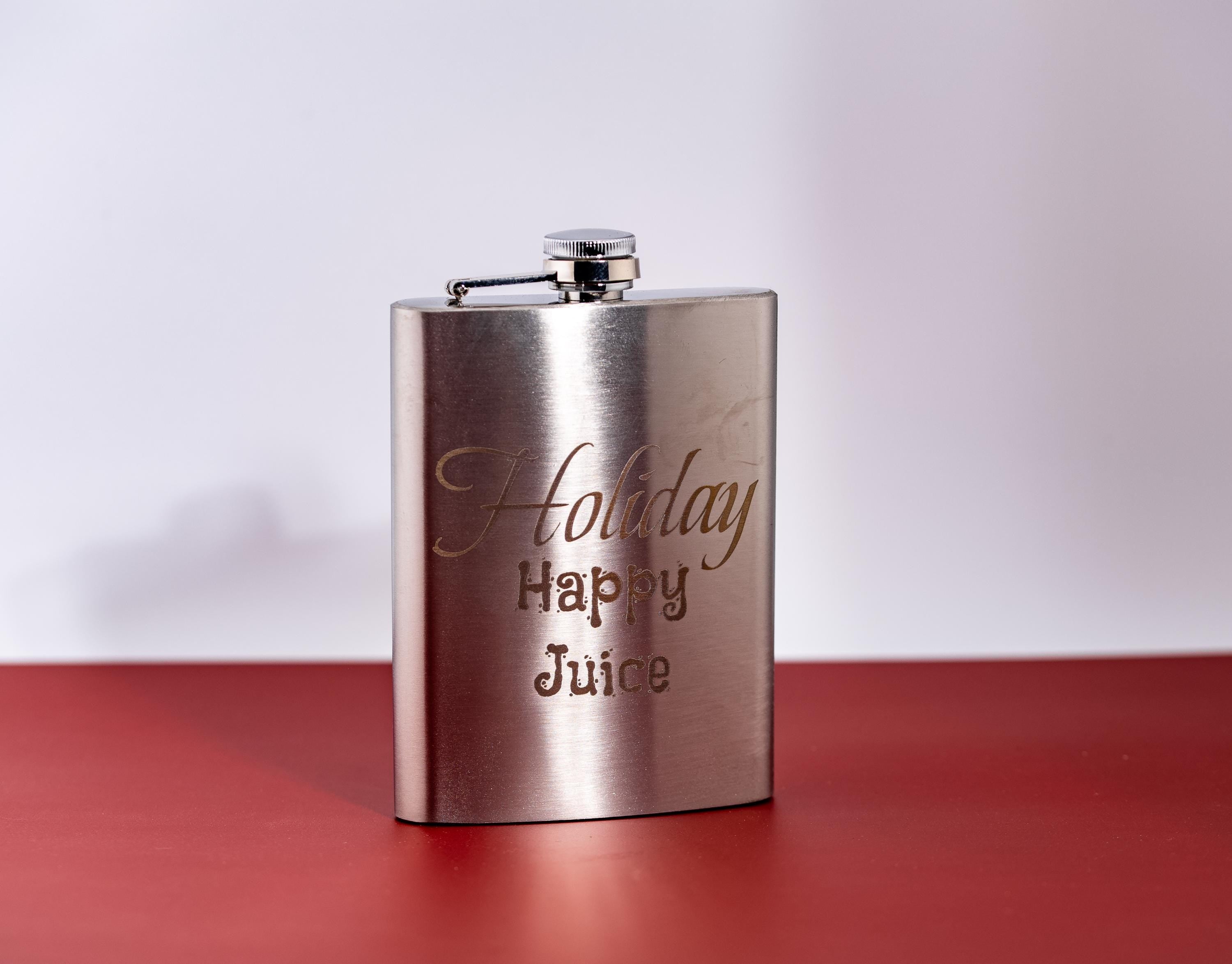 Engraved Silver Flask - 8oz Stainless Steel Holiday Gift Flask | Leak Proof Design