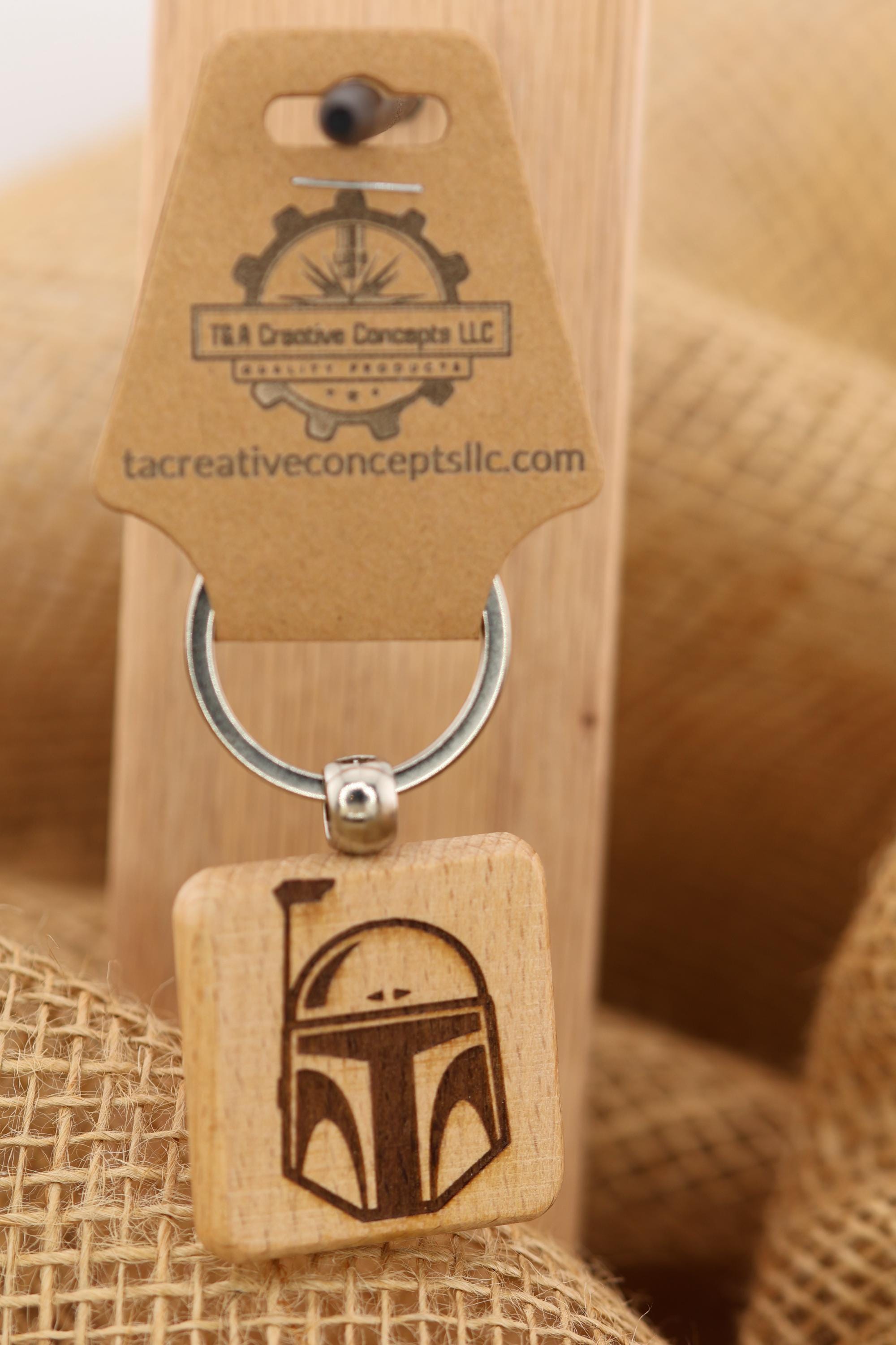 Boba Fett Keychain – Double Sided Hardwood Star Wars Laser Engraved Charm