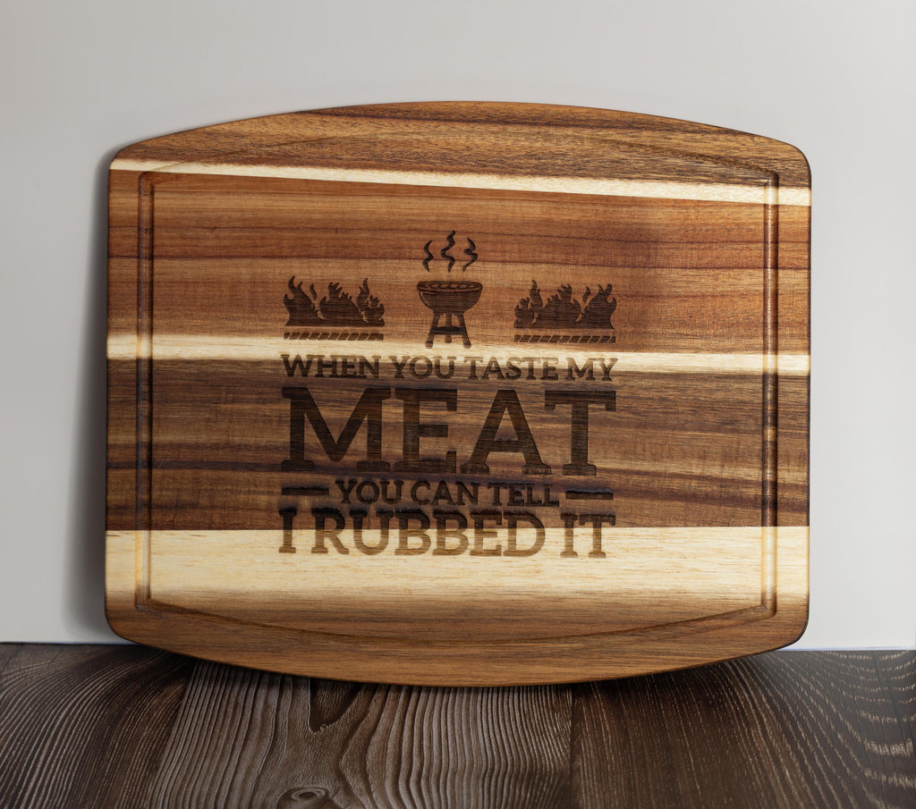 Acacia Wood Cutting Board – Engraved BBQ Grill Board, Durable & Knife Friendly