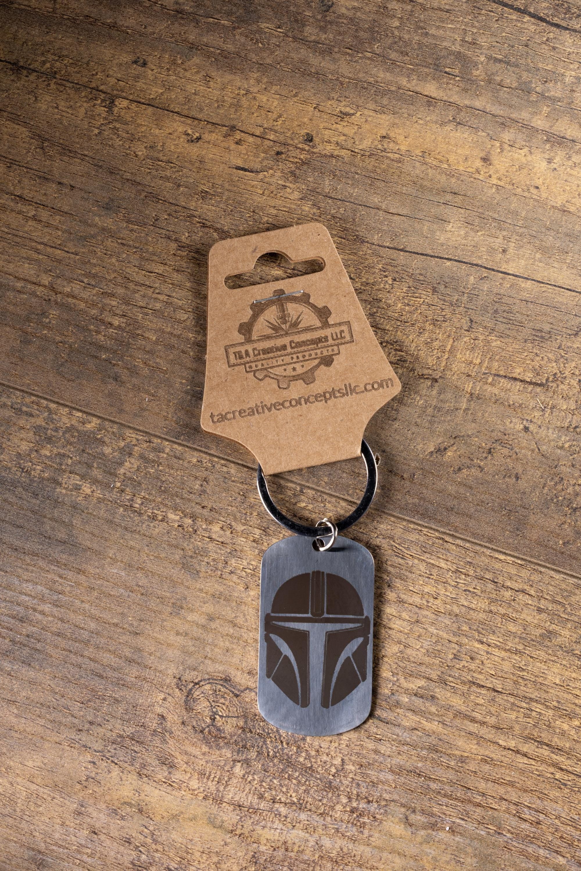 Mandalorian Keychain | Laser Engraved Stainless Steel Double Sided Gift