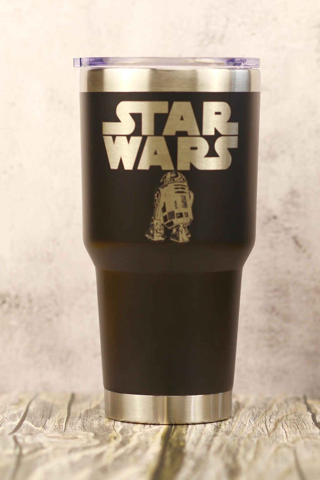 R2-D2 Travel Tumbler - 30oz Insulated Stainless Steel Vacuum Cup With Clear Lid