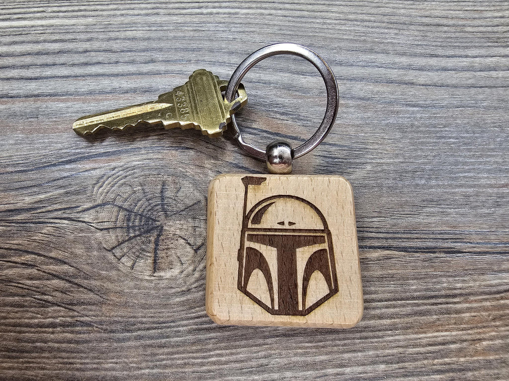 Boba Fett Keychain – Double Sided Hardwood Star Wars Laser Engraved Charm