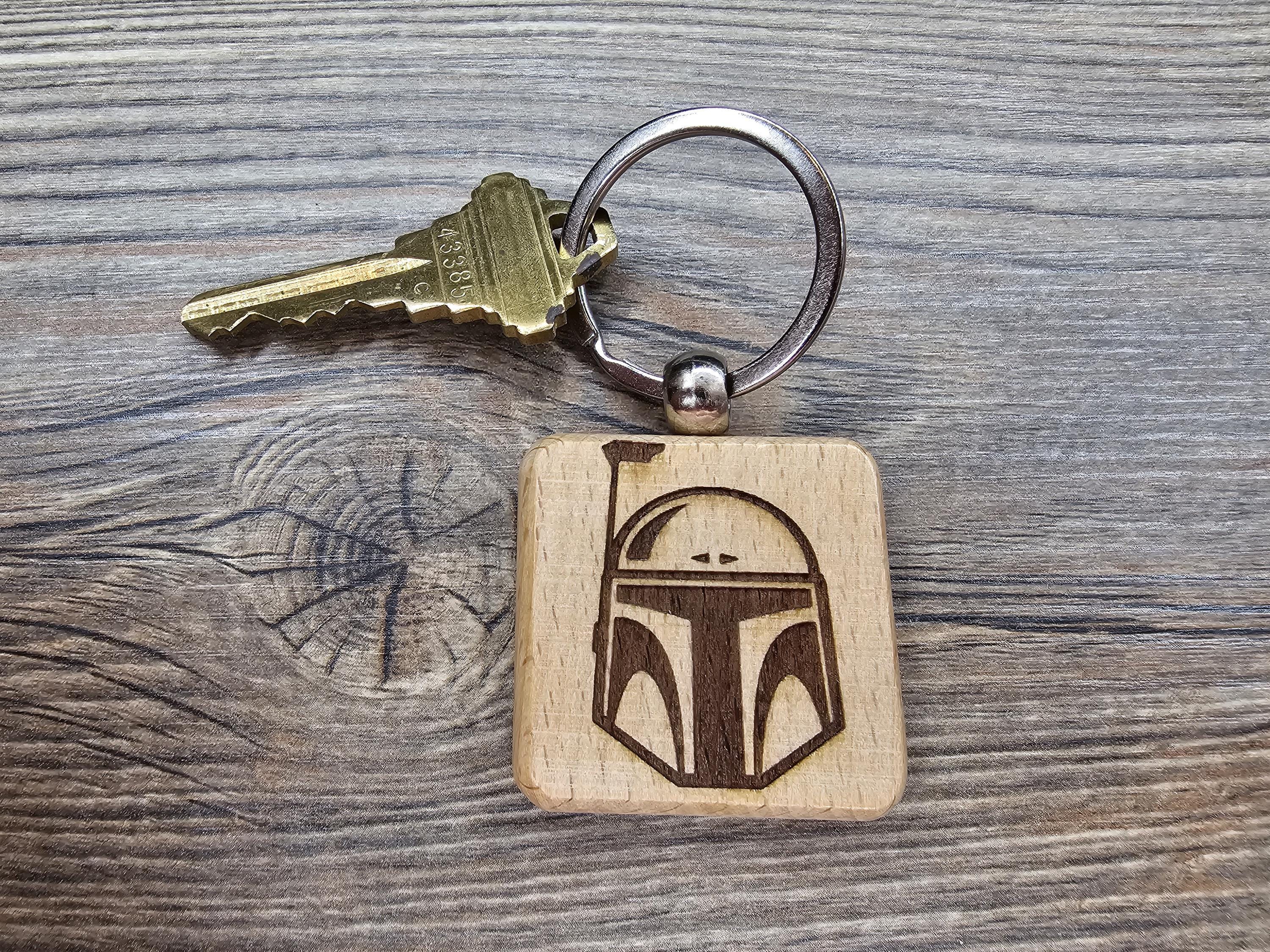 Boba Fett Keychain – Double Sided Hardwood Star Wars Laser Engraved Charm