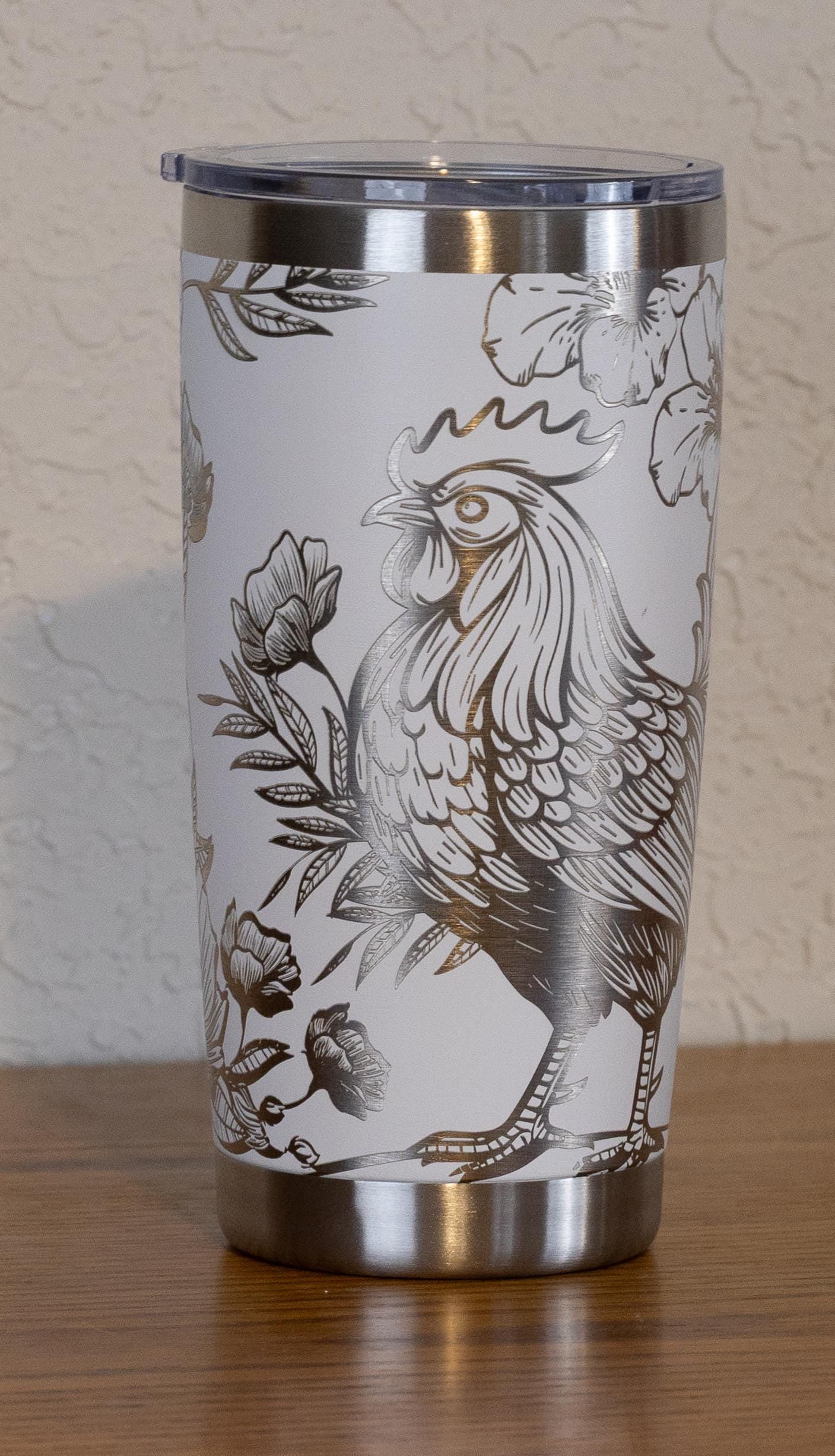 Rooster Tumbler | Stainless Steel Cup | Double Wall Insulated 20 Ounce Tumbler