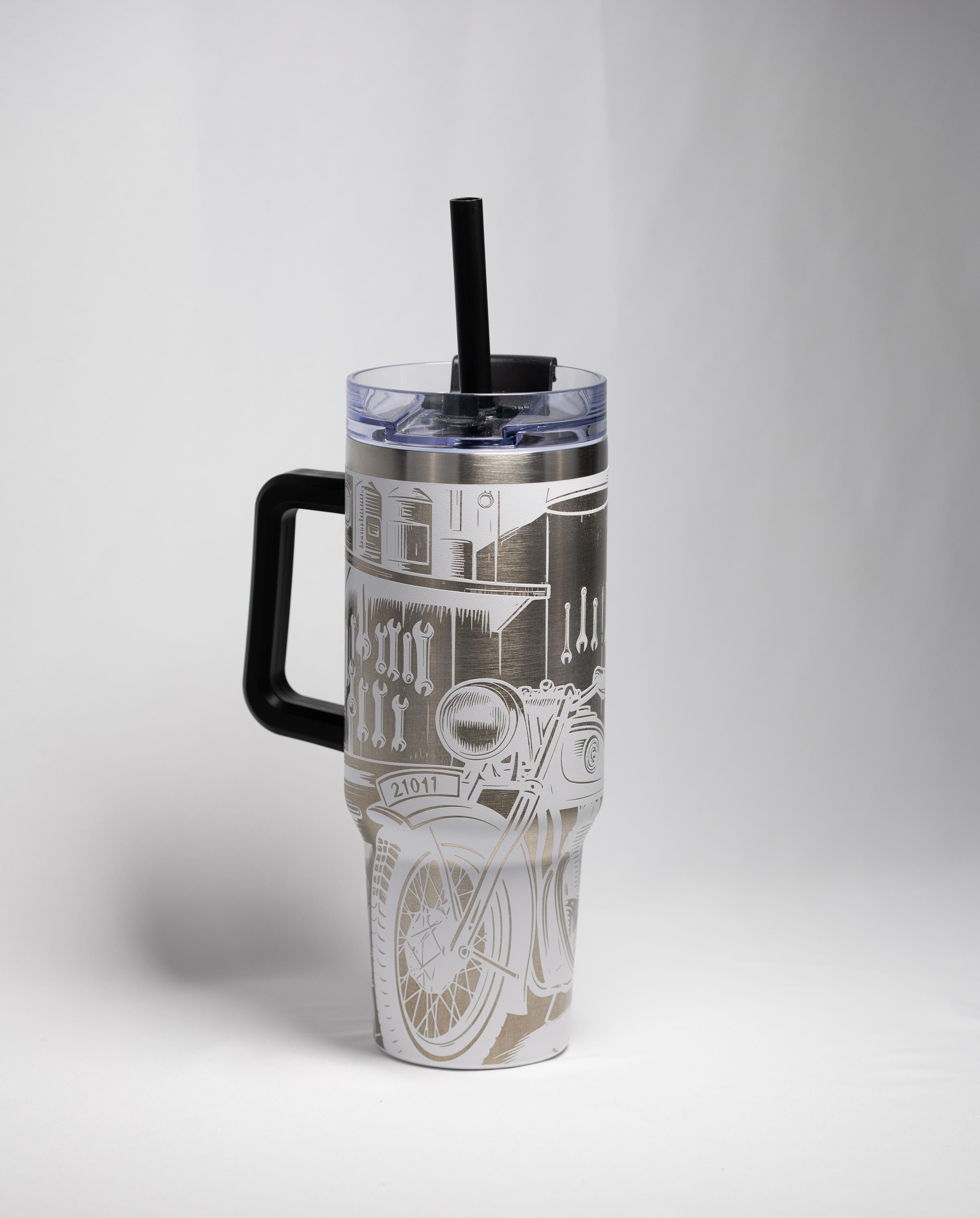 Biker Style Tumbler – 40 oz Vacuum Insulated Cup | Stainless Steel, Powder Coated Finish