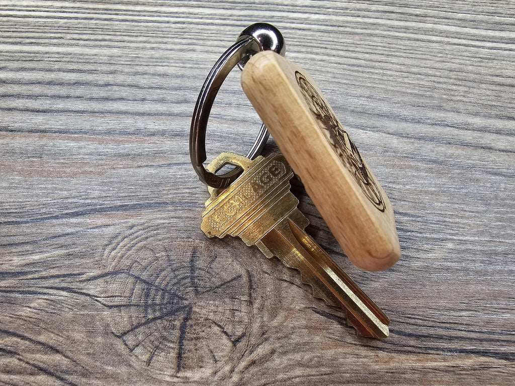 Back to the Future Keychain – Hardwood Double Sided Design with Stainless Steel Ring