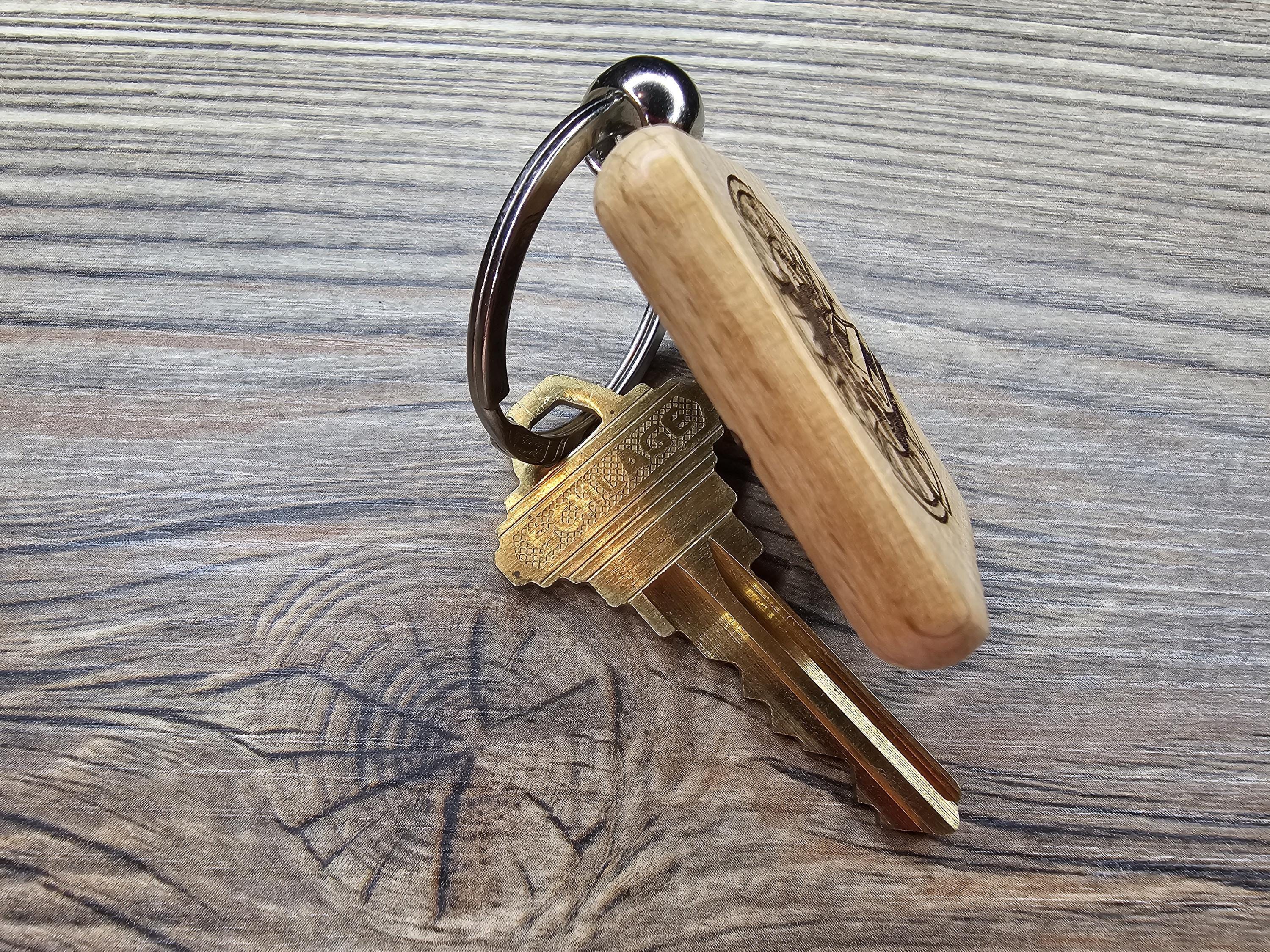 Back to the Future Keychain – Hardwood Double Sided Design with Stainless Steel Ring