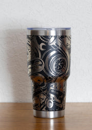Car Lover Tumbler – 30oz Stainless Steel Insulated Cup With Laser Engraved Engine Design
