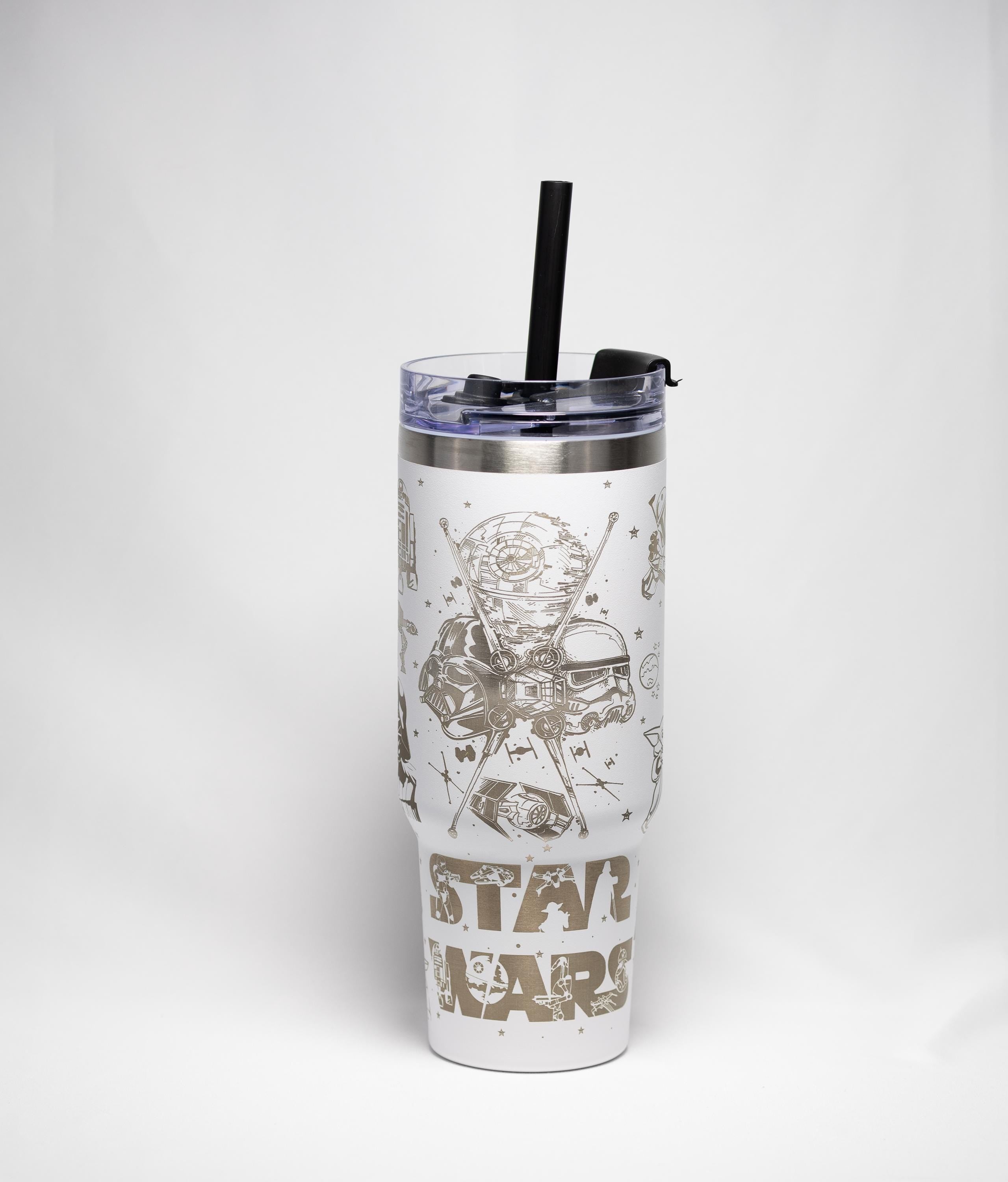 Star Wars Tumbler - Large 40oz Powder Coated Cup With Laser Engraved Full Wrap Design