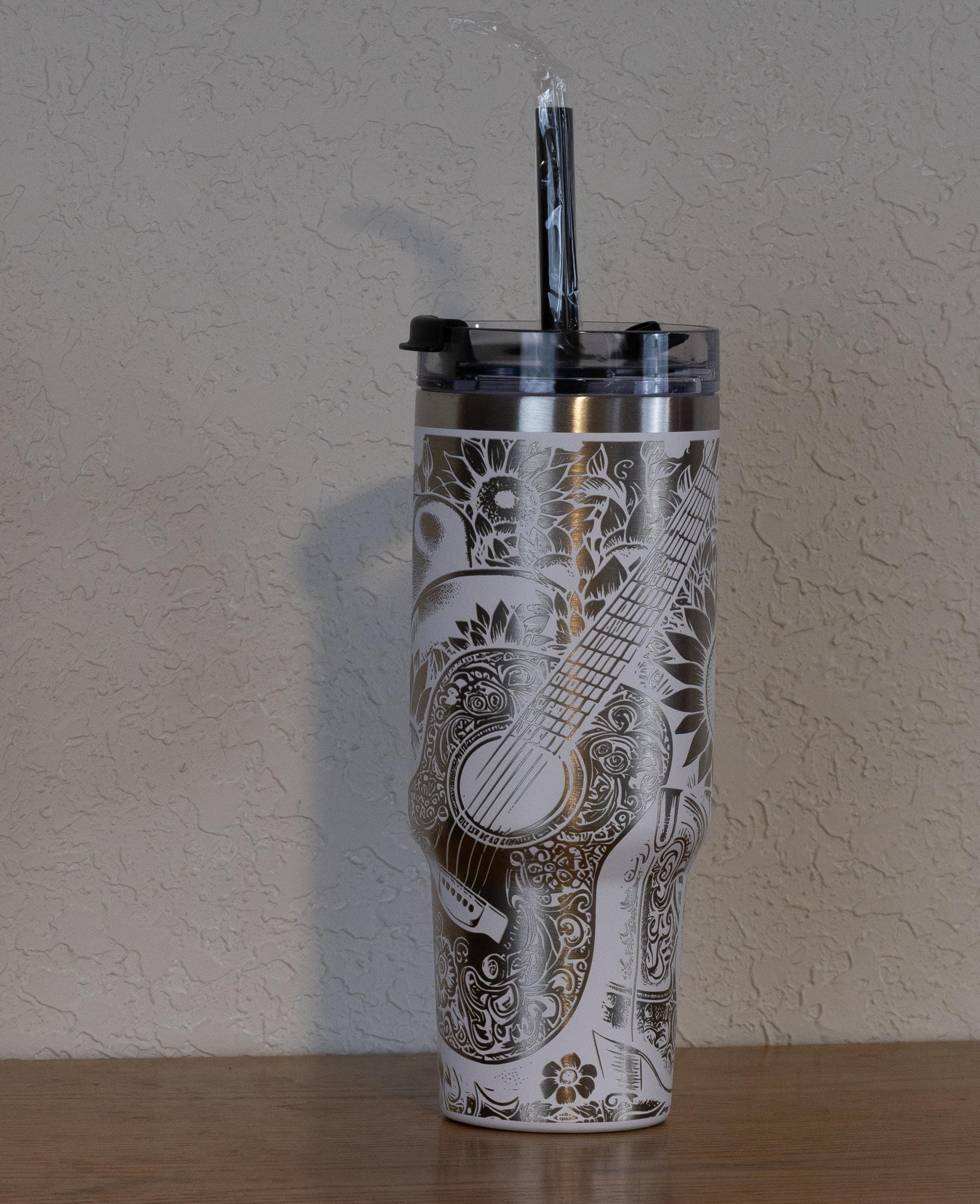 Western Tumbler Cup - 40oz Stainless Steel Double Wall Insulated Rustic Floral Design