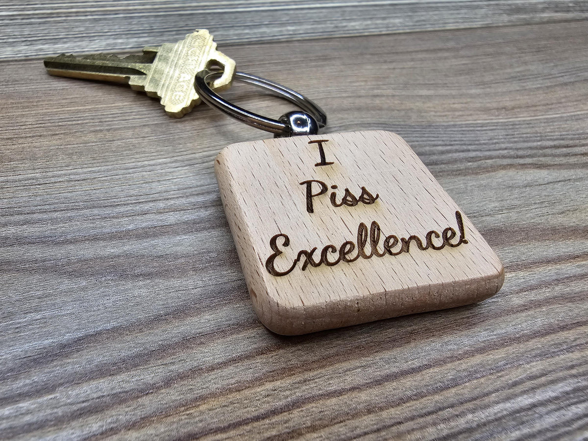 Humor Wooden Keychain – Double Sided Laser Engraved Natural Hardwood Accessory