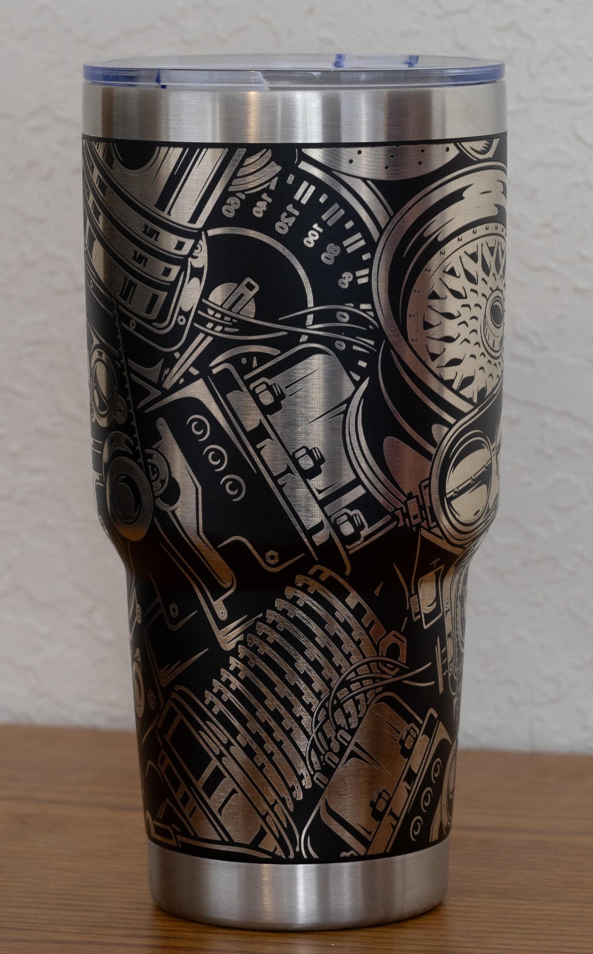 Car Lover Tumbler – 30oz Stainless Steel Insulated Cup With Laser Engraved Engine Design