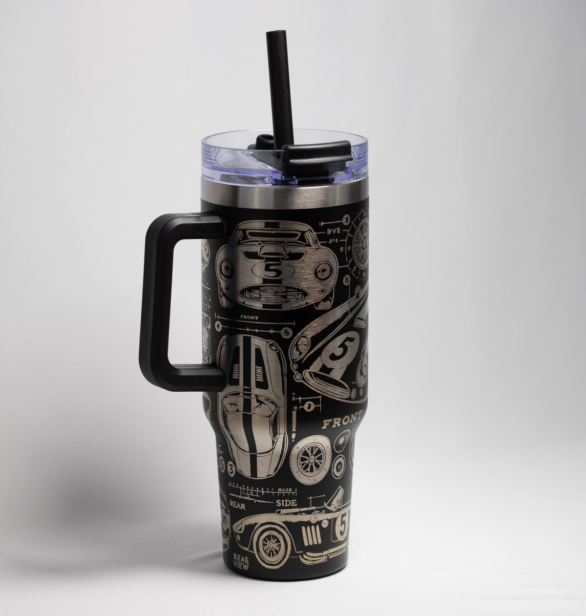 Vintage Race Car Tumbler - 40 oz Stainless Steel, Laser Engraved, Durable Travel Mug