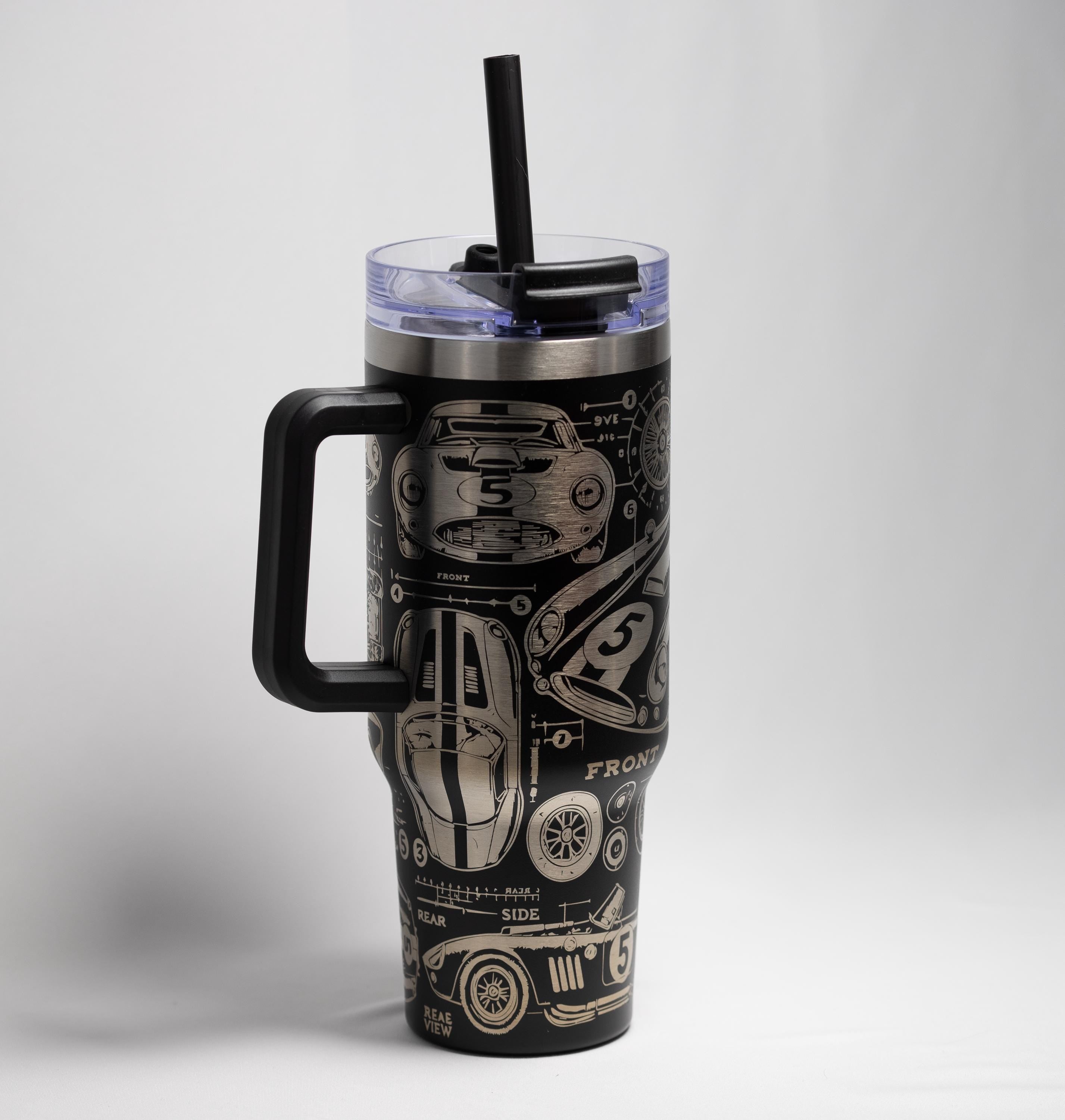 Vintage Race Car Tumbler - 40 oz Stainless Steel, Laser Engraved, Durable Travel Mug