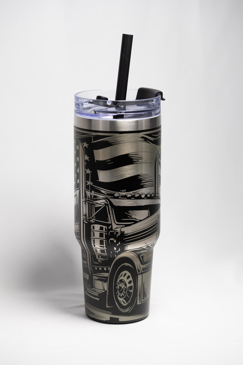 Semi Truck Travel Tumbler - 40oz Stainless Steel | Laser Engraved, Double Wall Insulation