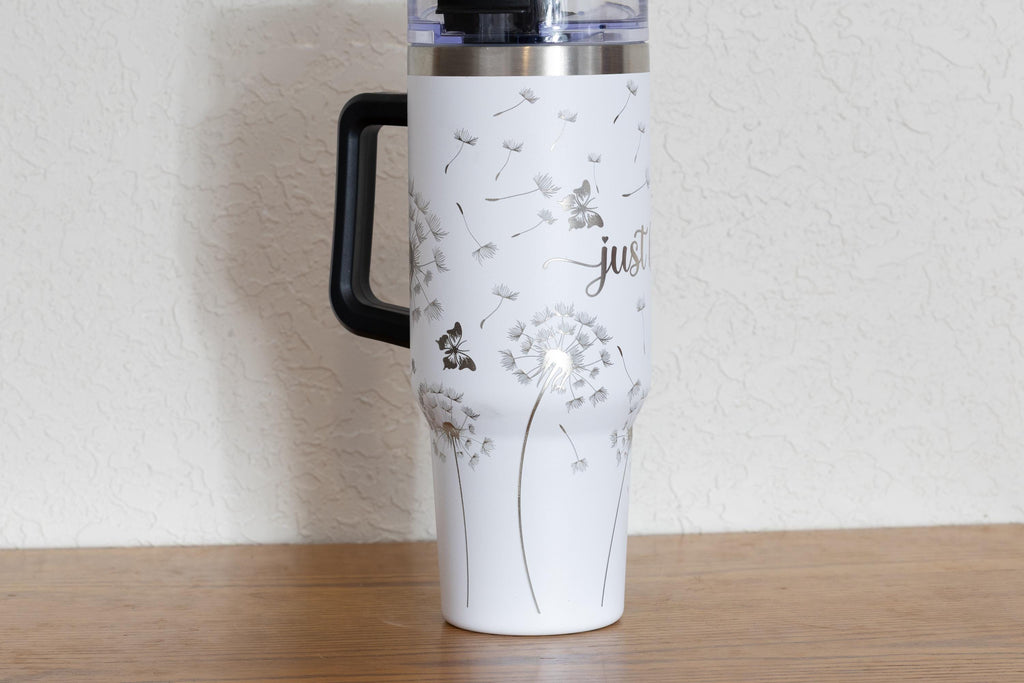 40oz Stainless Steel Tumbler – Large Vacuum Insulated Mug With Straw & Handle Grip